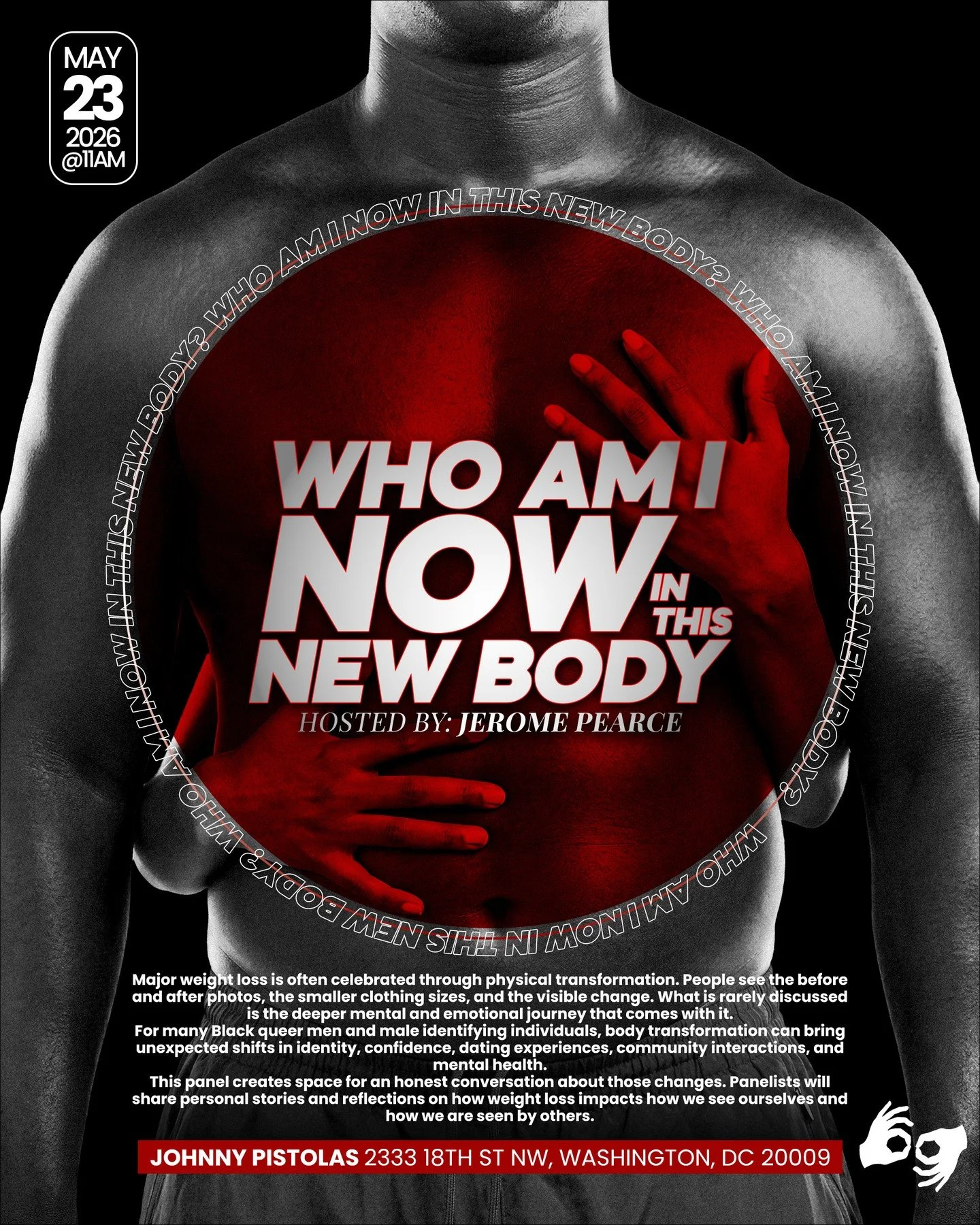 🚨 Location Update for DC Black Pride 2026 🚨⁠
⁠
Who Am I Now in This New Body, hosted by Jerome Pearce, has a new location.⁠
⁠
This powerful session will create space for honest conversation about major weight loss, body transformation, identity, co