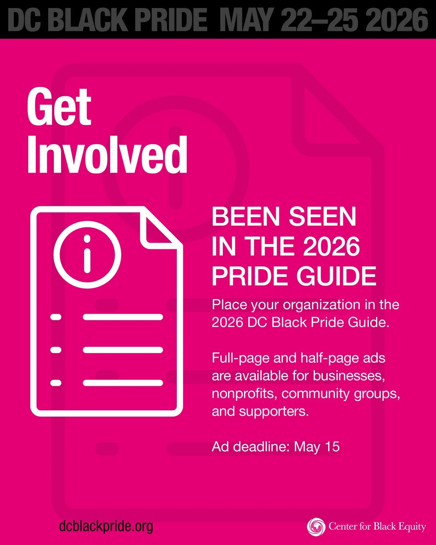 Get seen. Get connected. Get involved. 💗⁠
⁠
The 2026 DC Black Pride Guide is a powerful way to place your business, nonprofit, community group, or brand directly in front of the people who make DC Black Pride one of the most iconic gatherings for Bl