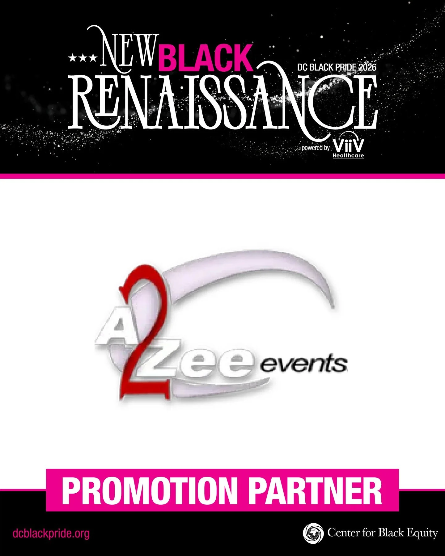 DC Black Pride is powered by partnership, community, and people who show up. 🖤🌈⁠
⁠
We are proud to recognize A2Zee Events and Party With Honey as Promotion Partners for DC Black Pride 2026: New Black Renaissance.⁠
⁠
Their partnership helps us conti