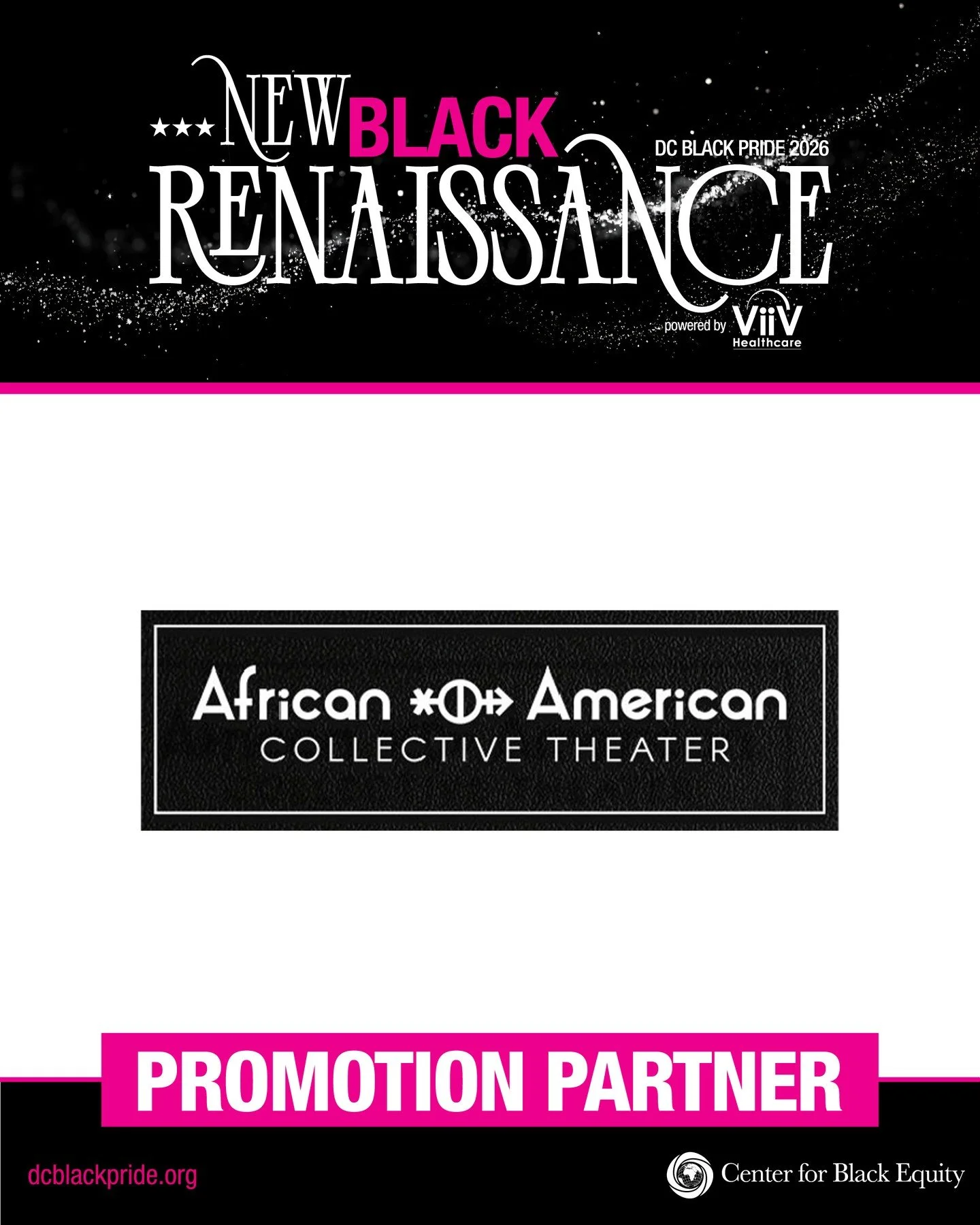 A New Black Renaissance is fueled by partners who understand the power of storytelling, culture, and community-centered expression.⁠
⁠
We are proud to recognize the African-American Collective Theater as a Promotion Partner of DC Black Pride 2026.⁠
⁠