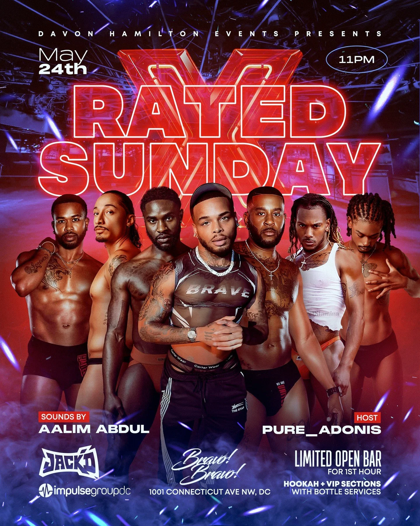 🔥 X Rated Sunday is bringing the heat to DC Black Pride weekend! 🔥⁠
⁠
Close out your Sunday night with Rated Sunday, presented by Davon Hamilton Events, happening May 24th at 11 PM at Bravo Bravo, located at 1001 Connecticut Ave NW, DC.⁠
⁠
Sounds b