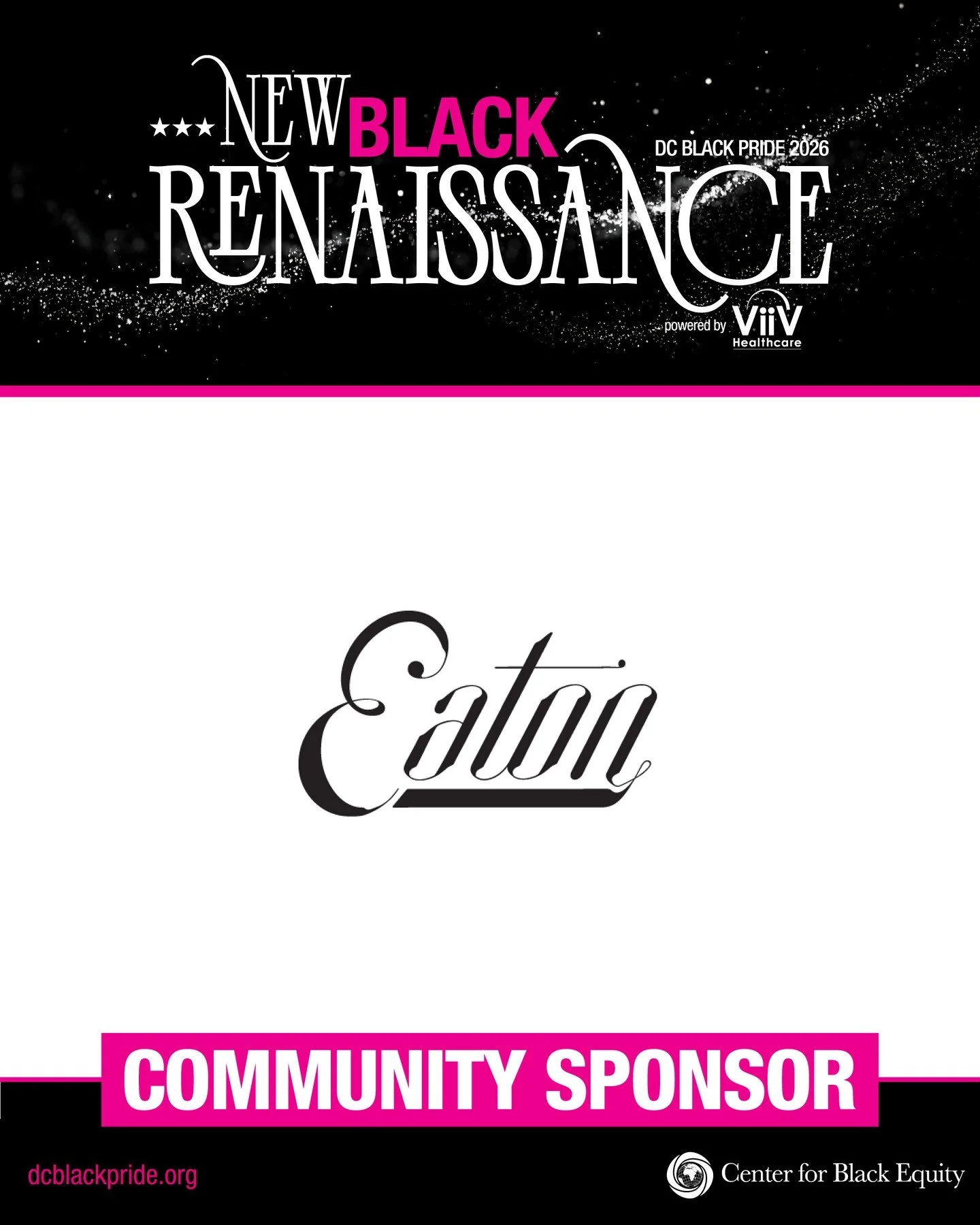Community support helps make the experience complete. 💗⁠
⁠
We are proud to recognize Eaton as a Community Sponsor of DC Black Pride 2026.⁠
⁠
Thank you for supporting this year&rsquo;s New Black Renaissance and helping us welcome Black LGBTQ+ communi
