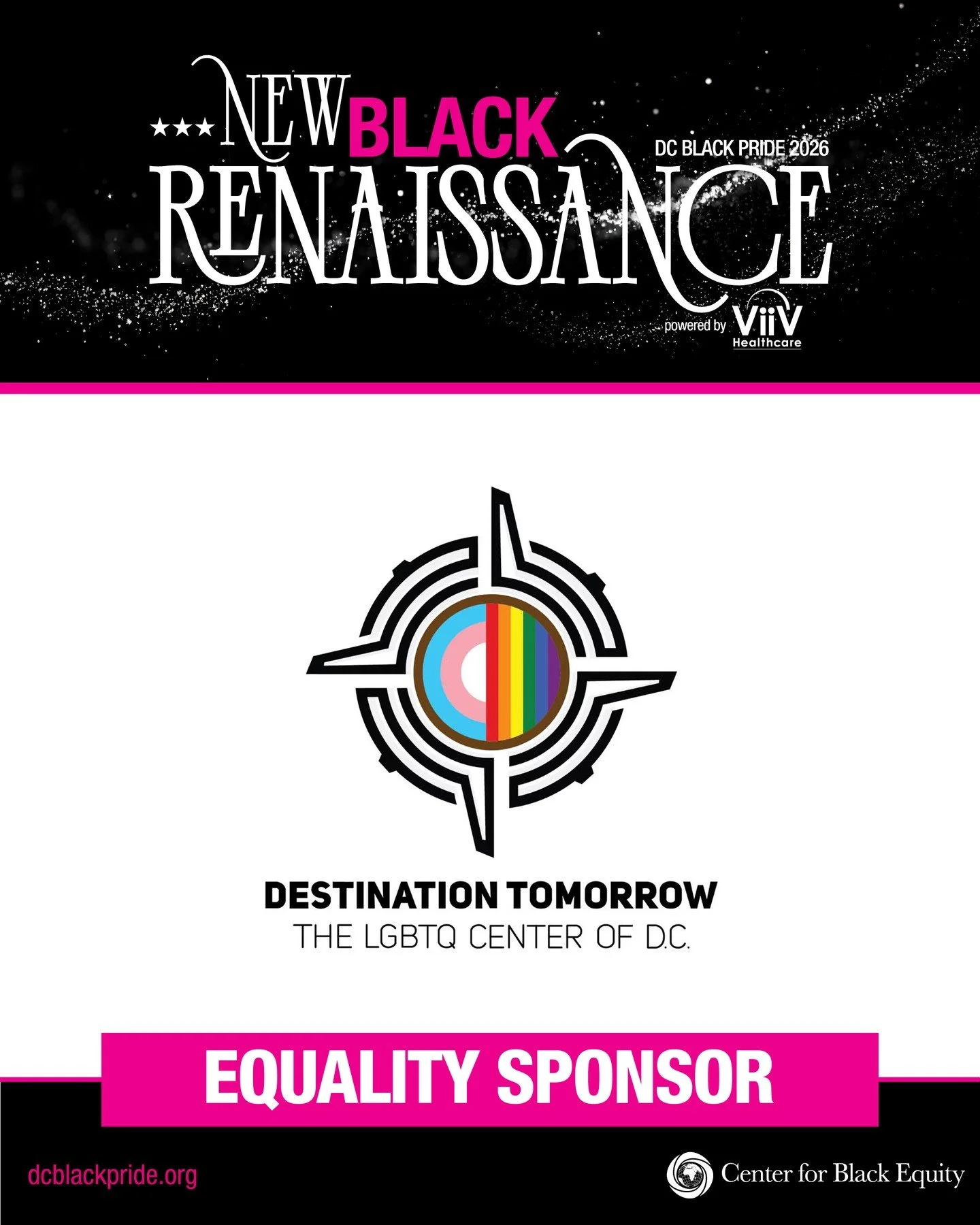 We are proud to recognize Destination Tomorrow: The LGBTQ Center of D.C. as an Equality Sponsor of DC Black Pride 2026.⁠
⁠
Destination Tomorrow continues to be a powerful force for advocacy, direct services, community care, and affirming support for 