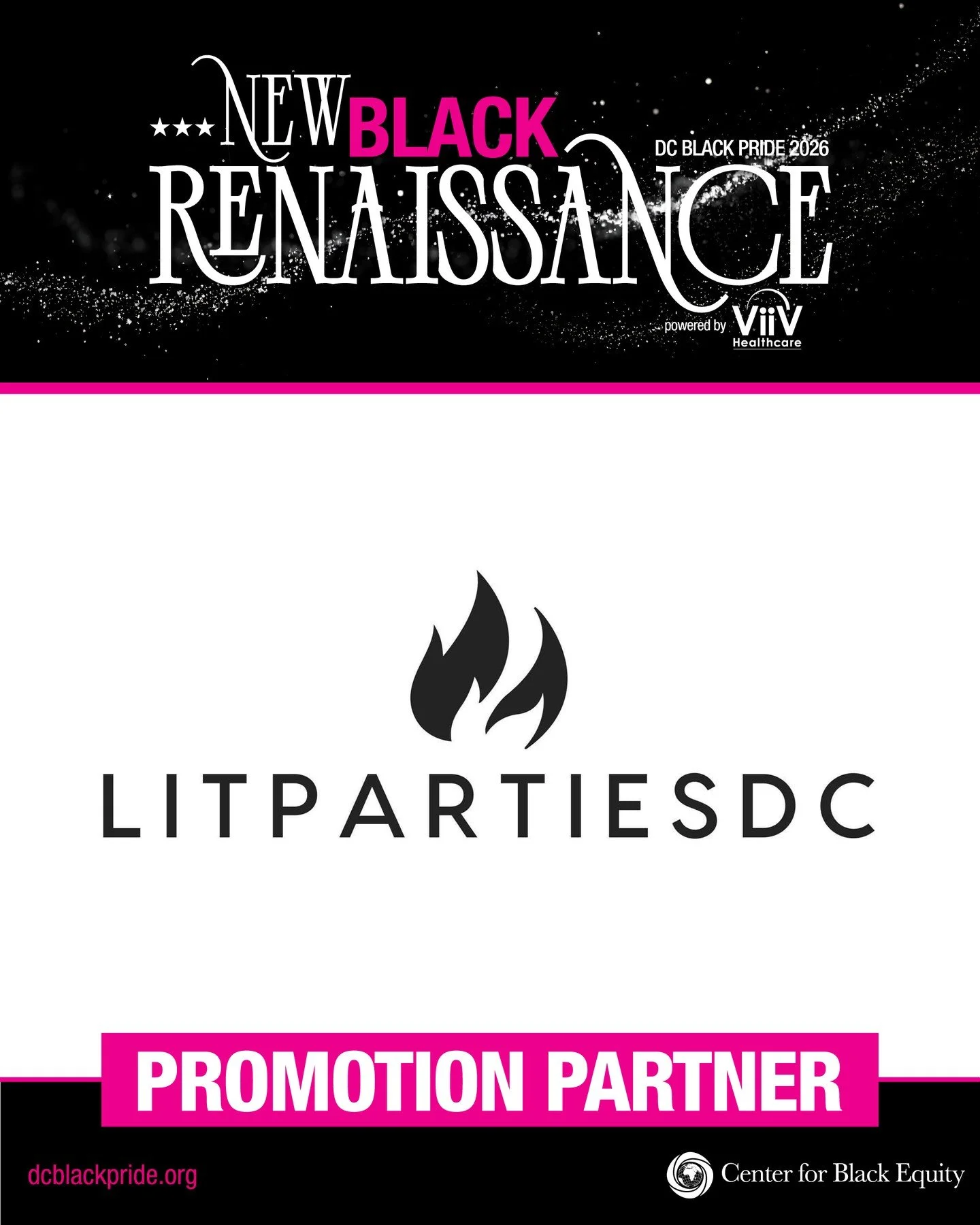 We are proud to recognize Lit Parties DC as a Promotion Partner of DC Black Pride 2026.⁠
⁠
Their partnership helps amplify the energy, visibility, and excitement of DC Black Pride weekend while supporting the larger movement that makes this gathering