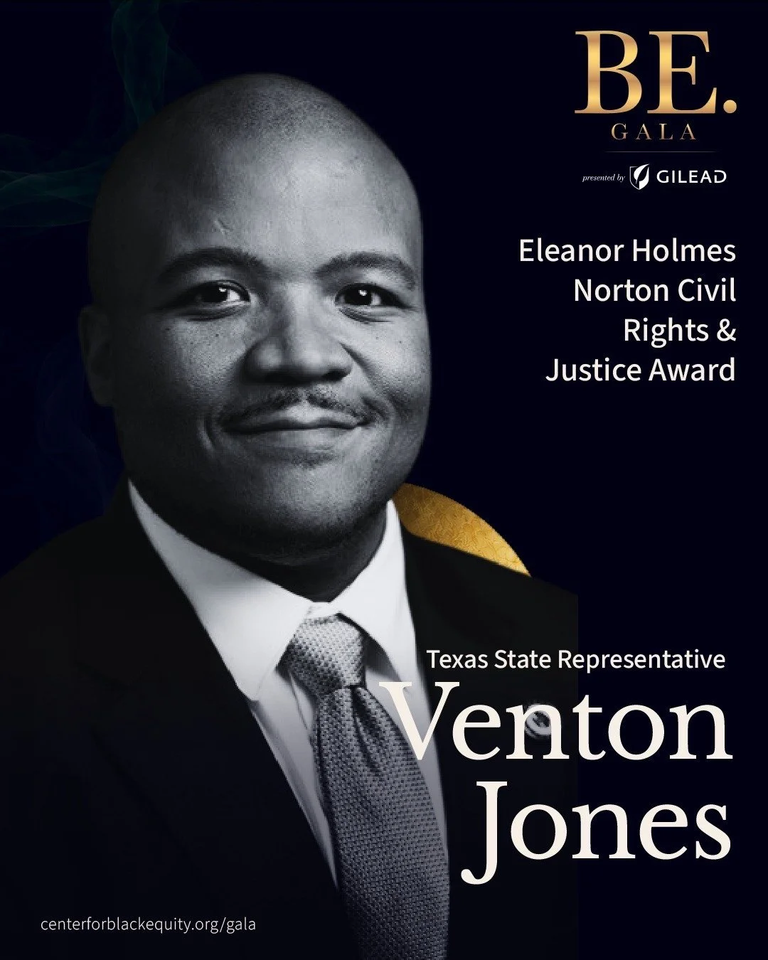 **Representation matters most when it is put to work.**⁠
⁠
The Center for Black Equity is proud to recognize Texas State Representative Venton Jones with the Eleanor Holmes Norton Civil Rights &amp; Justice Award at the 2026 BE. Gala.⁠
⁠
As a public 
