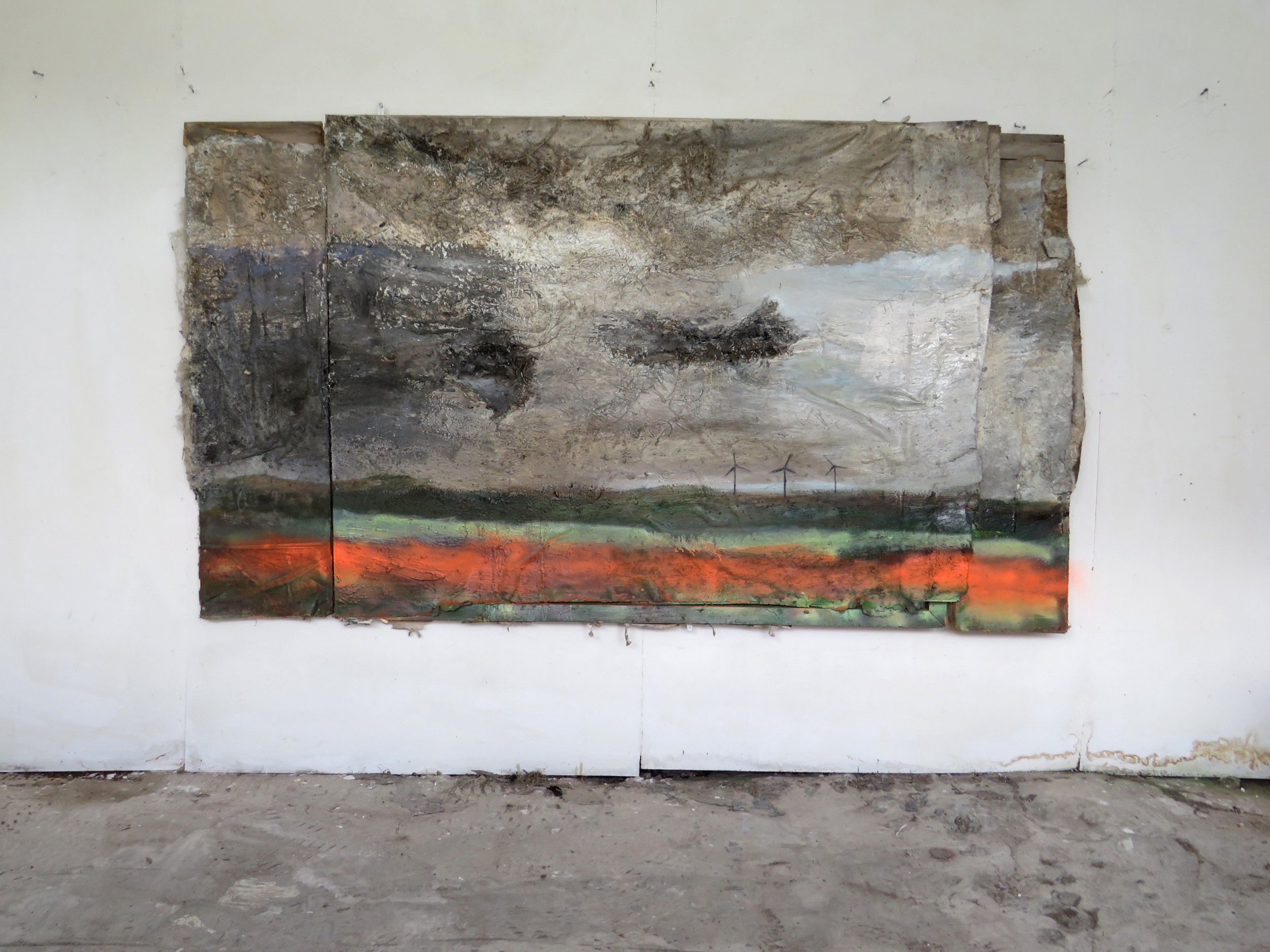 Wilderness, approaching building work and wind turbines 131 x 280 cms.jpg