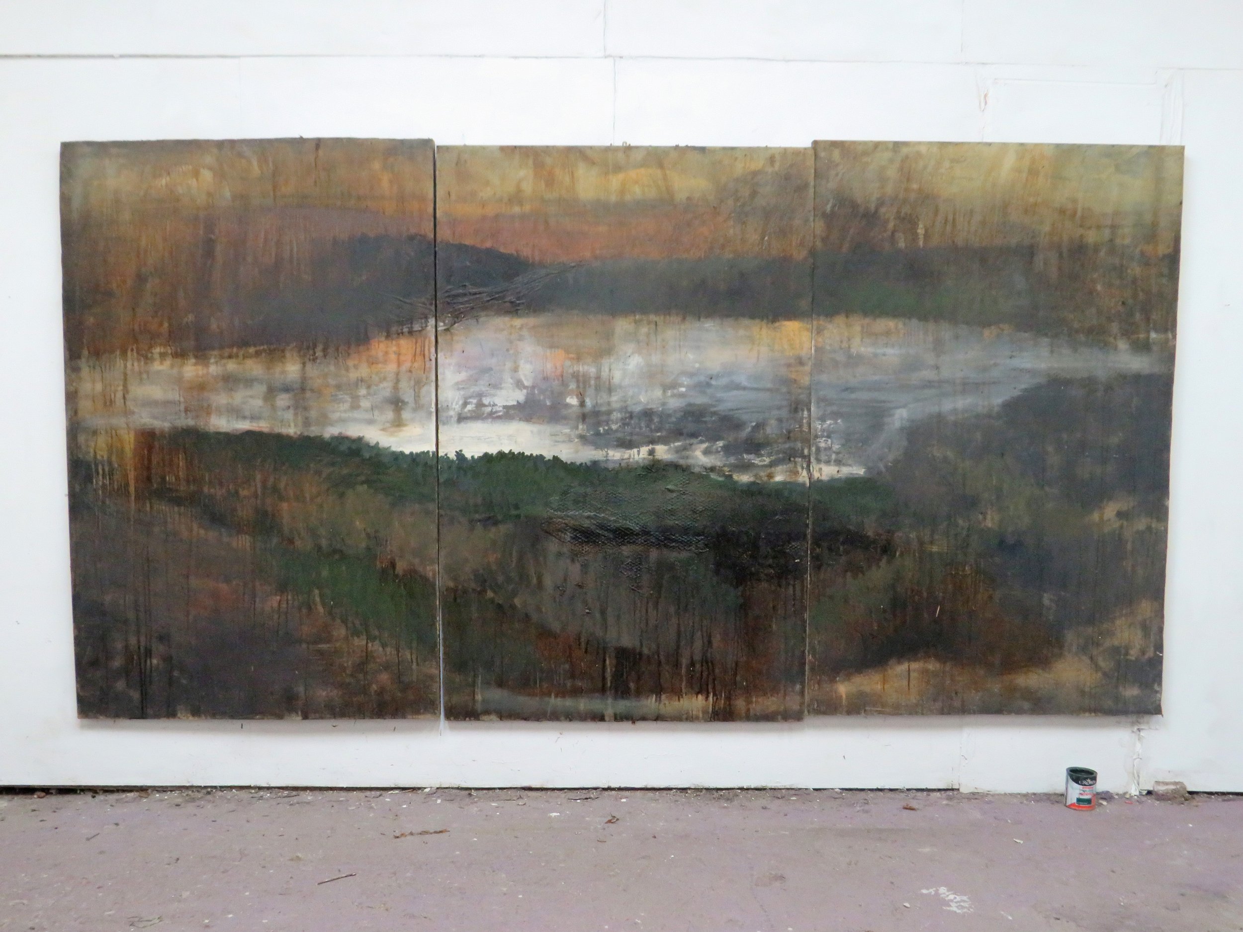 Conifer Forest, Moorland and reserviour 192 x 368 cms