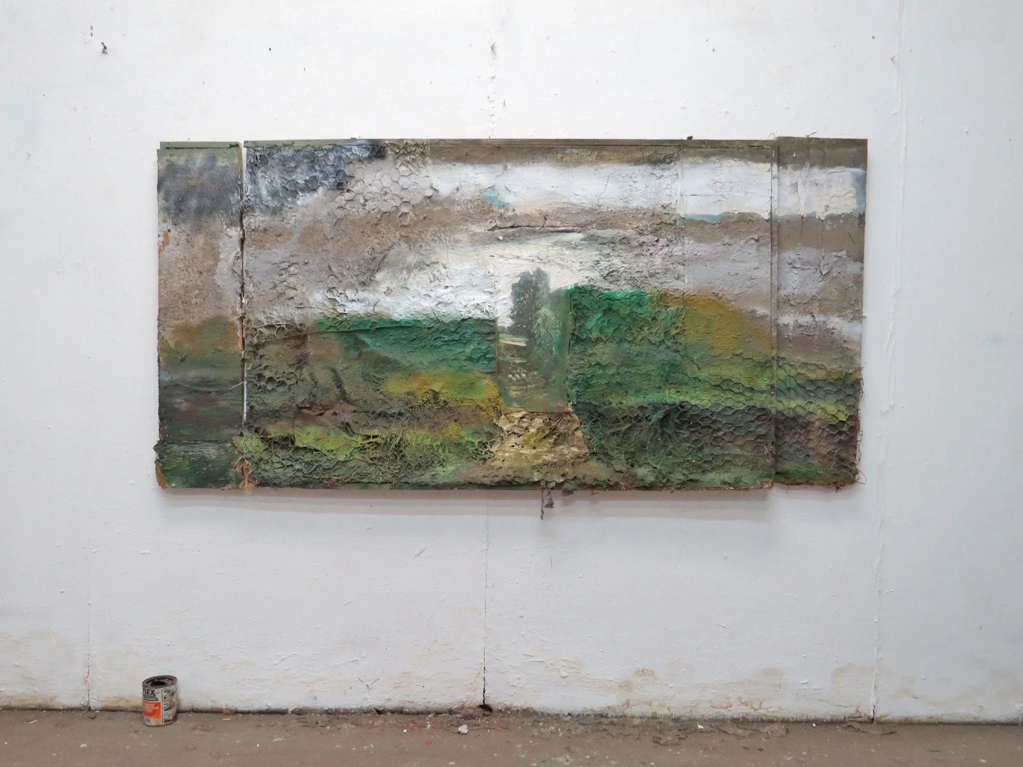 Memory of Woods, disused Railway line and John Constables Corn Field 103 x 212 cms