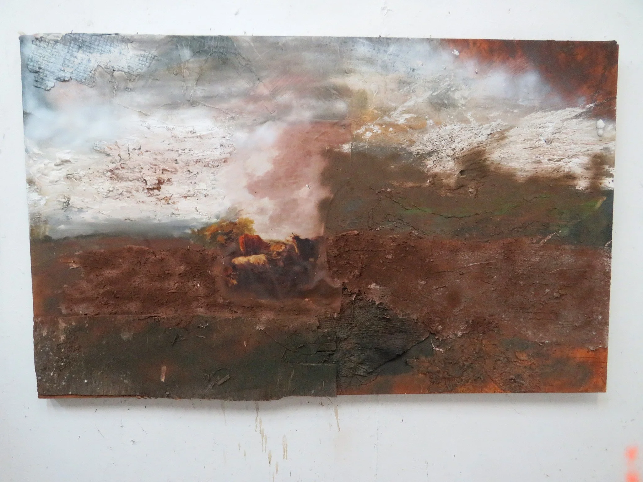 Bulldozed Wilderness and Lost Gainsborough Cows 54 x 82 cms