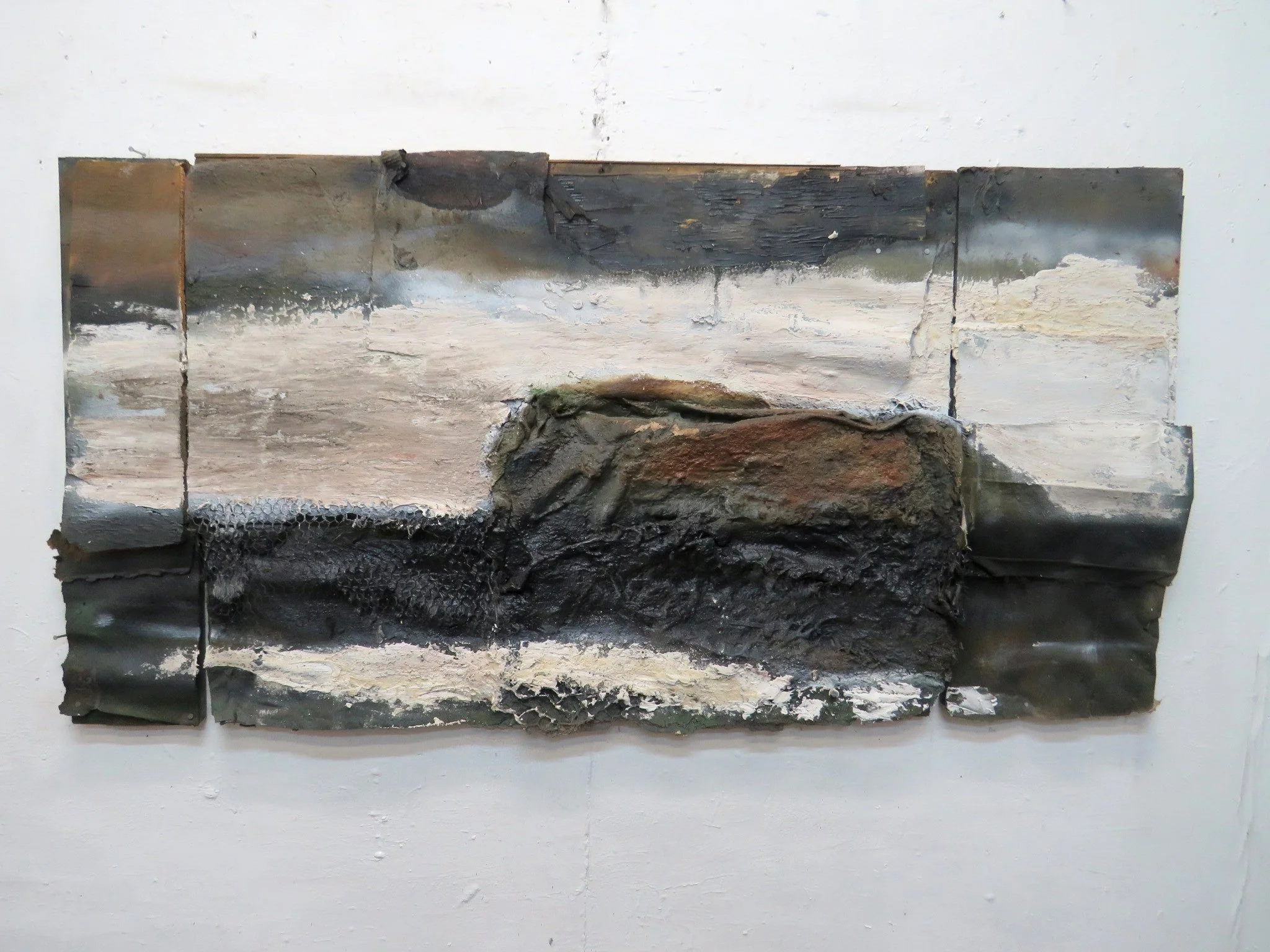 Strange Island, dark blue sea 93 x 183 cms