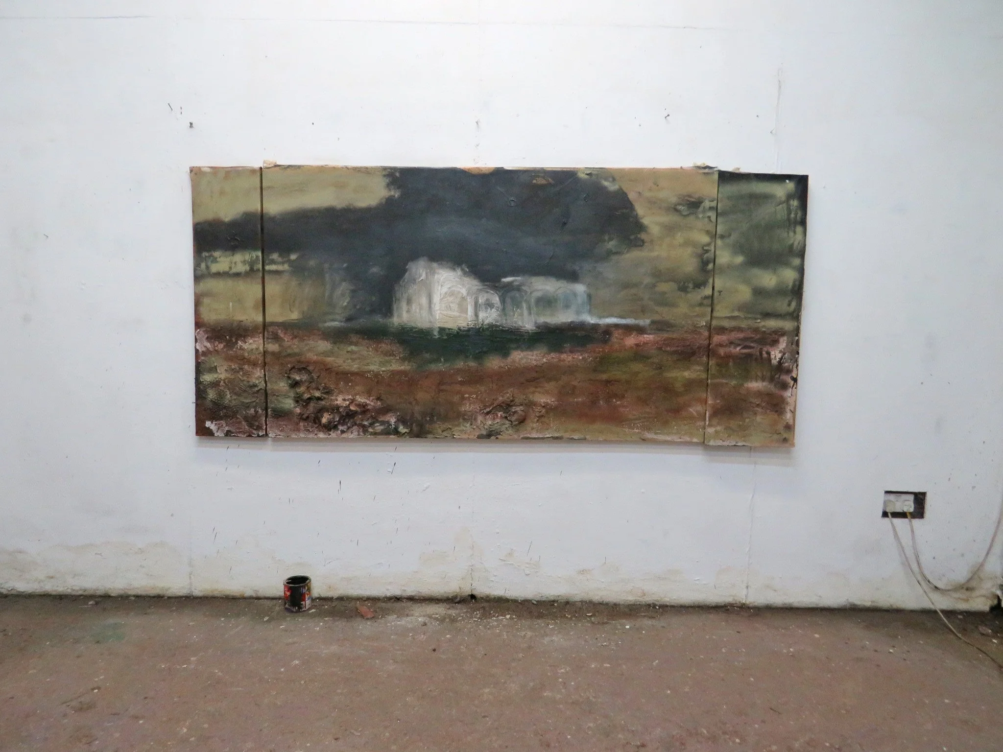 Submarine Building Ruin, Bulldozed Wilderness 112 x 251 cms