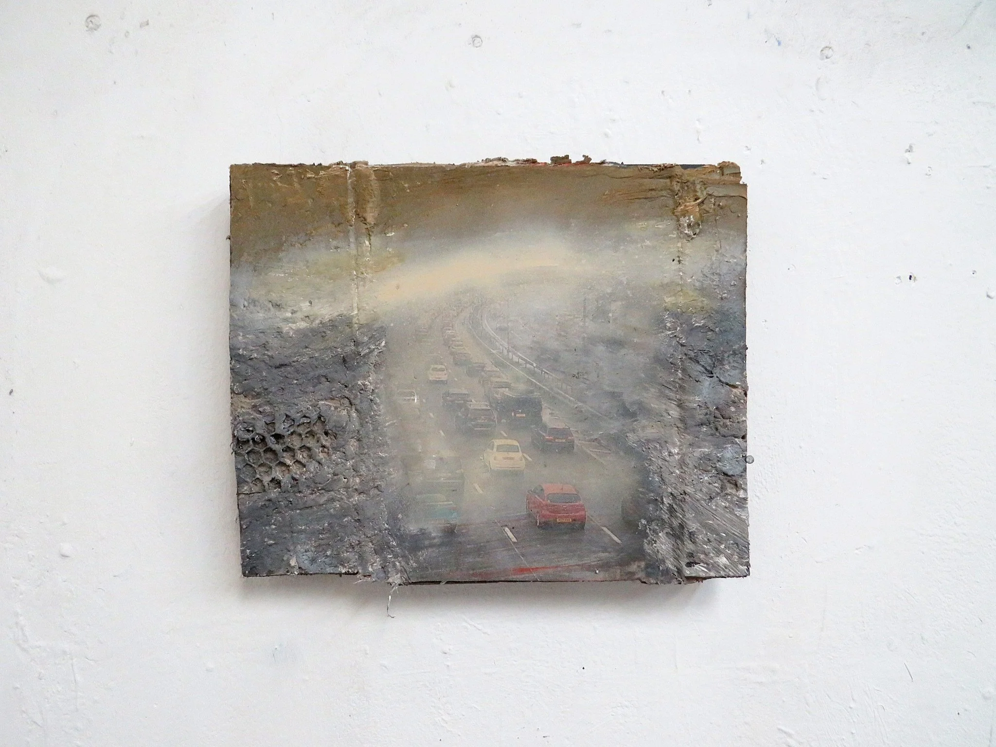 Motorway, M5, Rain and Mist 41 x 48 cms