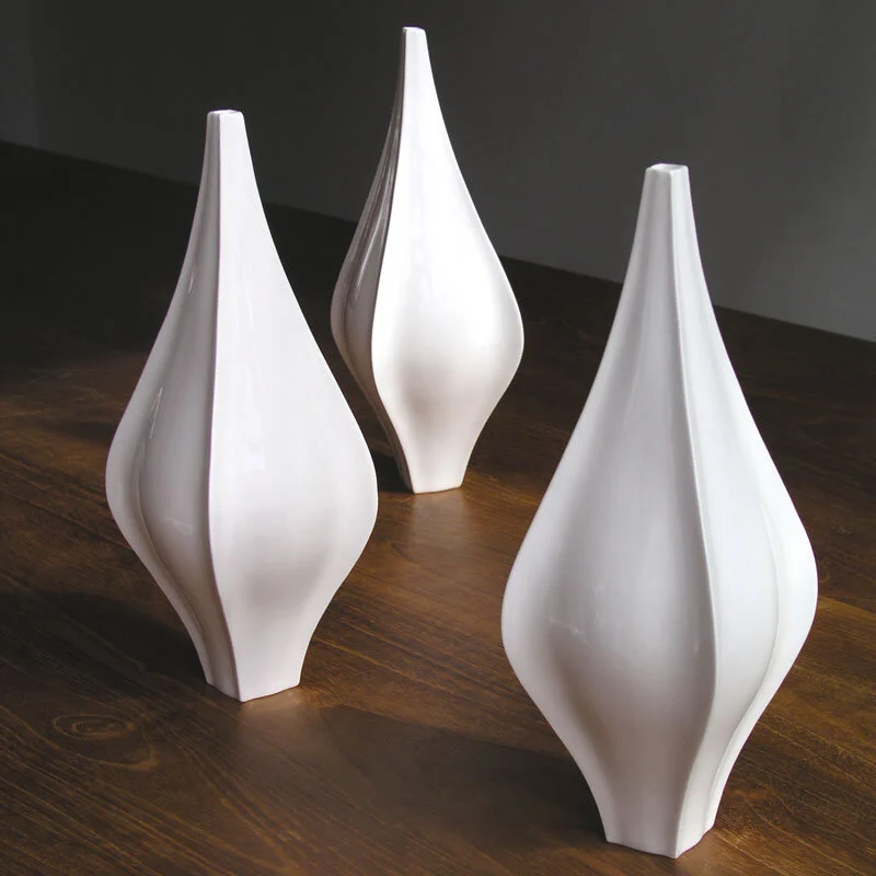 Finn Vase - White, glazed English bone china/ ceramic Finn Vase