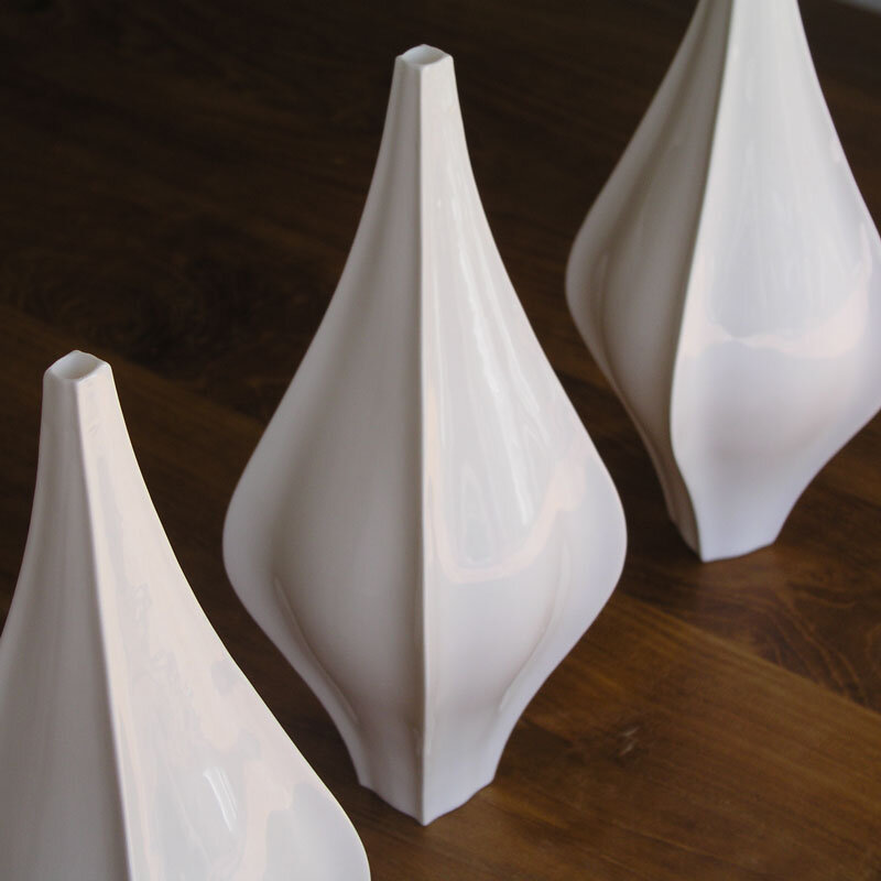 Finn Vase - White, glazed English bone china/ ceramic Finn Vase