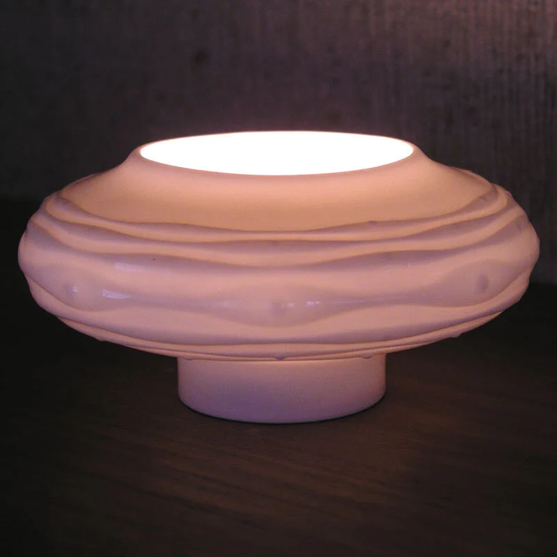 Tealight Holder - A white, glazed bone china tealight holder in the Iris design.