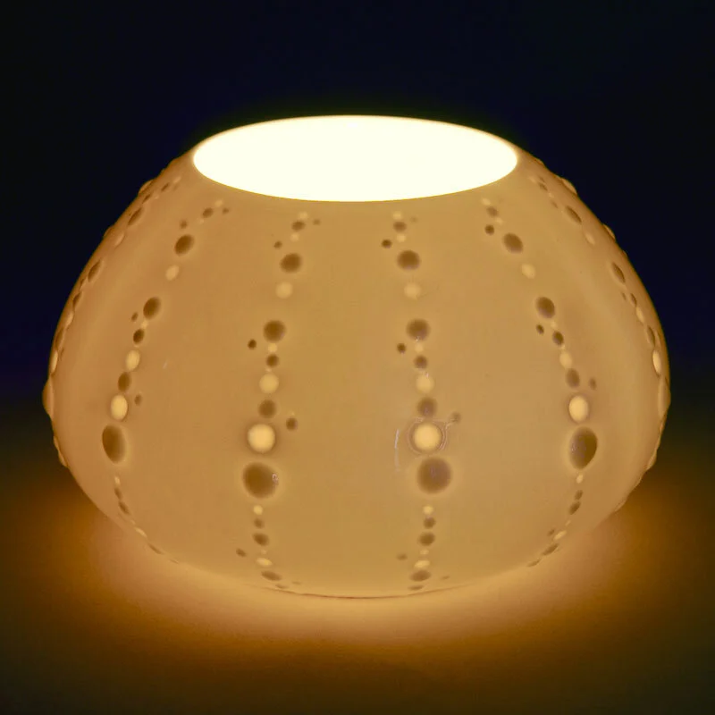 Tealight Holder - A white, glazed bone china tealight holder in the Urchin design.