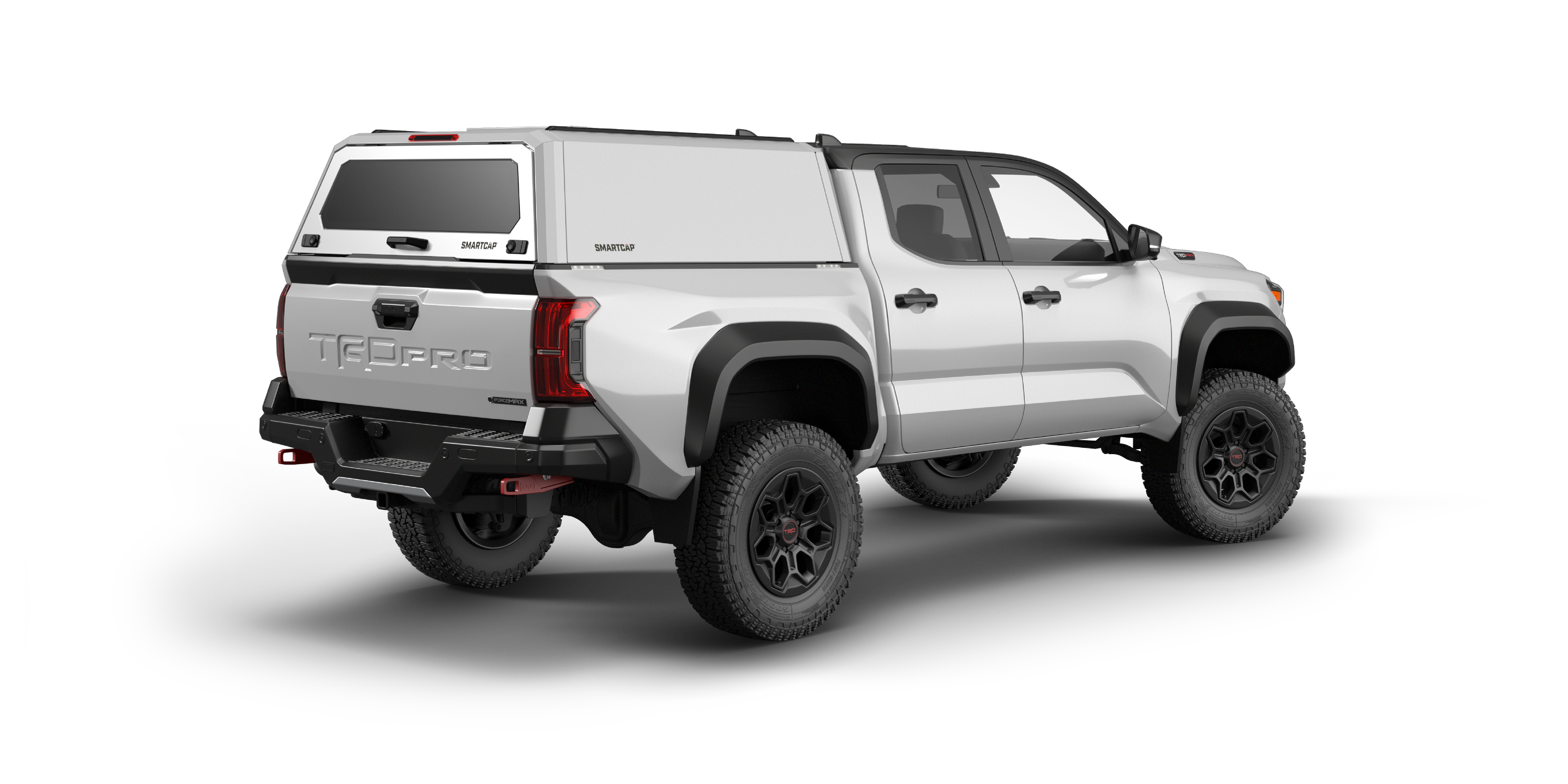 SmartCap EVOh Hatchback Toyota Tacoma 2024+ Short Bed White 5 Passenger Rear Three Quarter.png