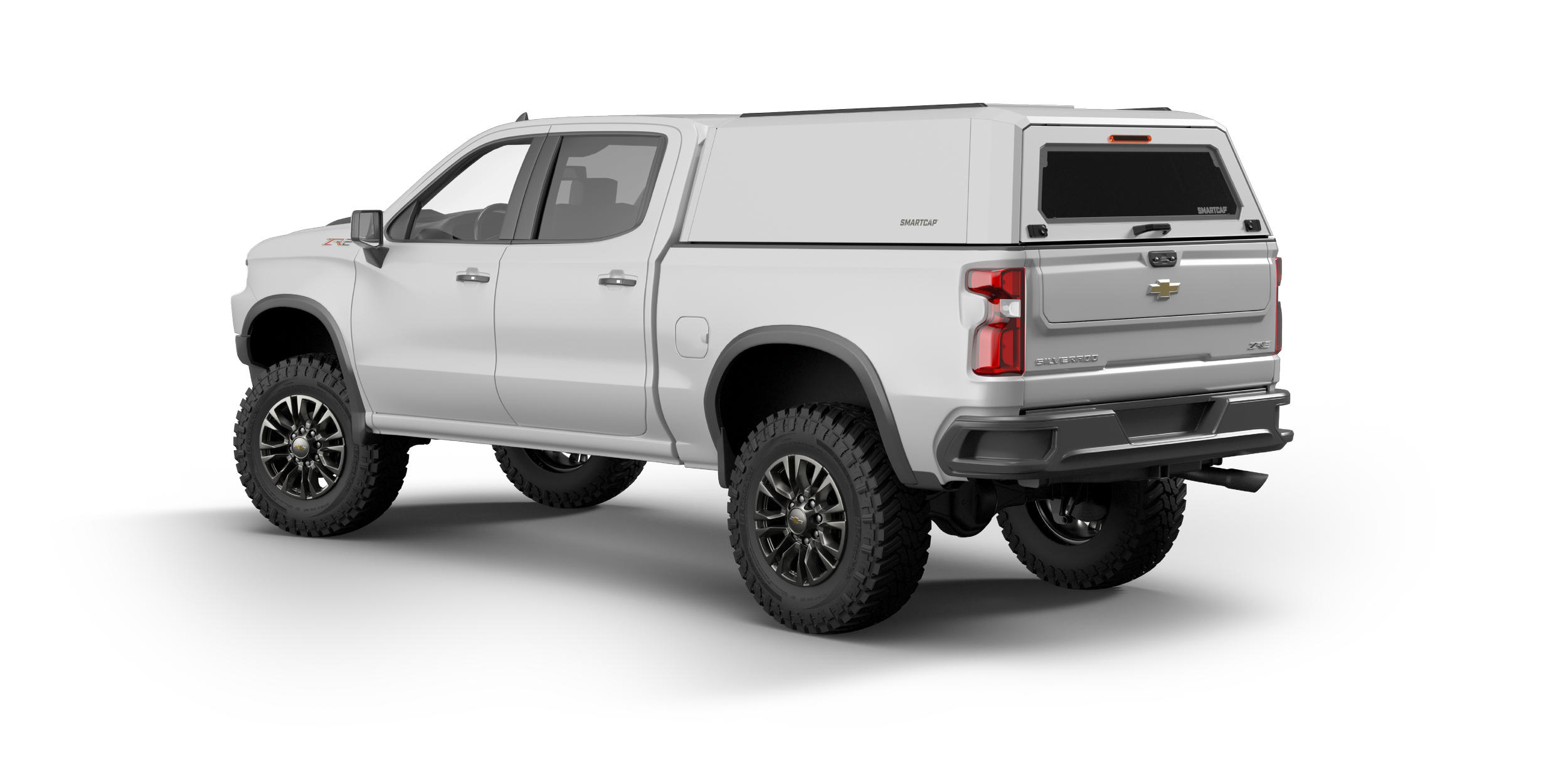 SmartCap EVOh Hatchback Silverado 2019+ Short Bed White 3 Drivers Rear Three Quarter.png