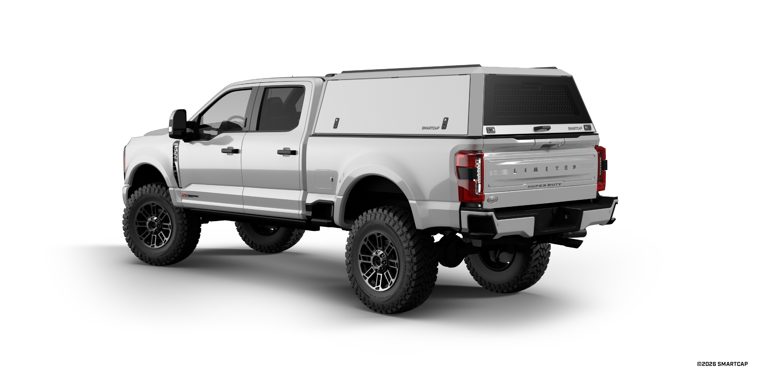 SmartCap Edge Commercial Ford Super Duty 2023+ Standard Bed WN 3 Drivers Rear Three Quarter.png