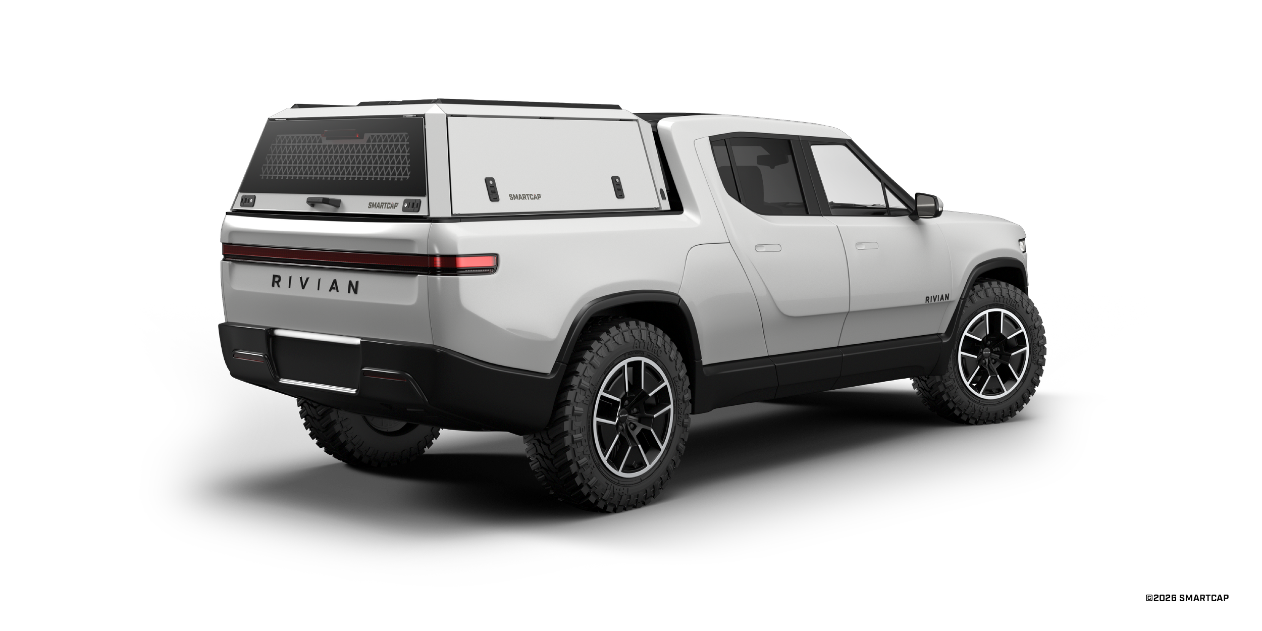 SmartCap Edge Commercial Rivian R1T 2021+ Short Bed WN 5 Passenger Rear Three Quarter.png