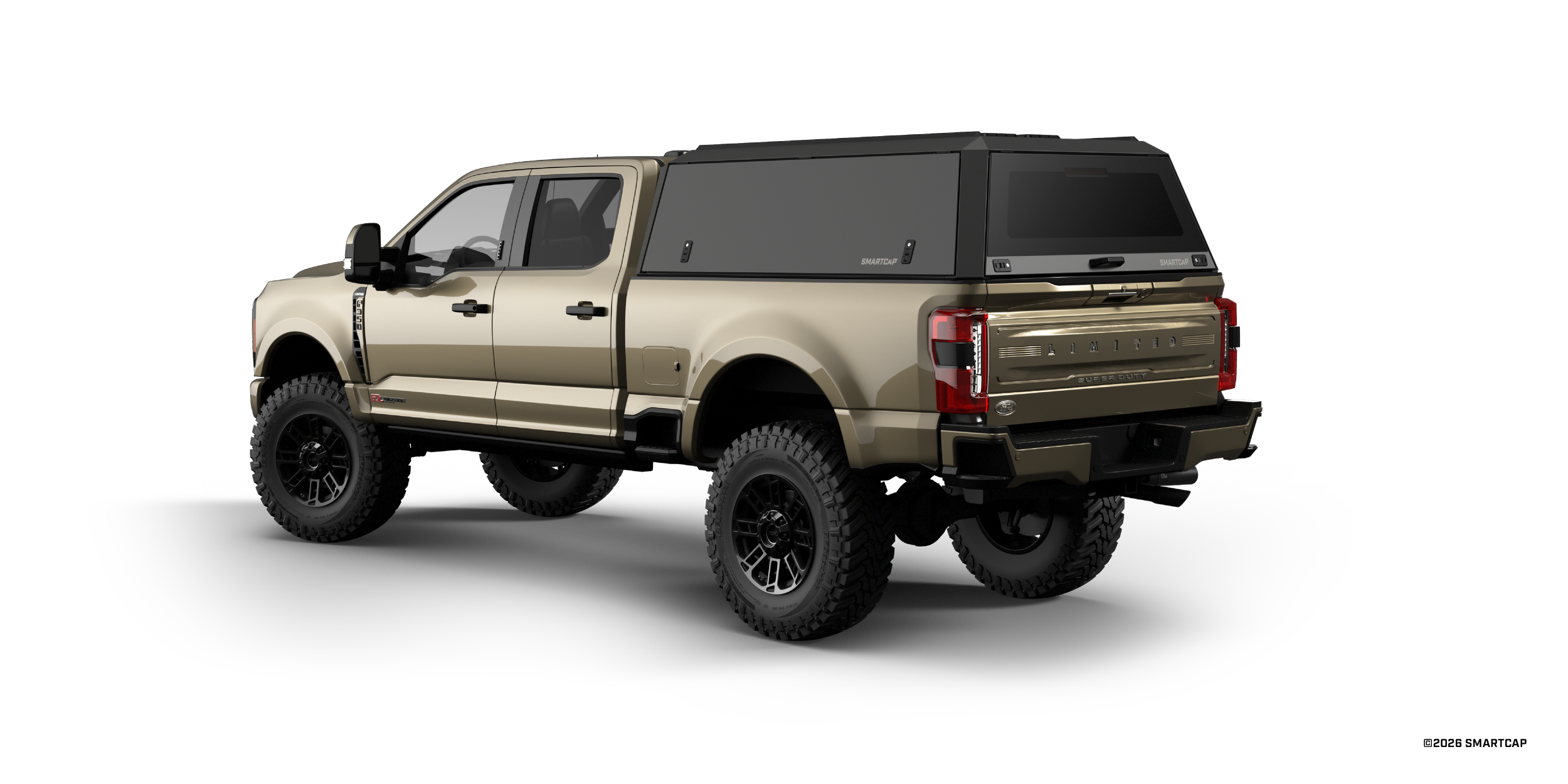 SmartCap Edge Adventure Ford Super Duty 2023+ Standard Bed BN 3 Drivers Rear Three Quarter.png