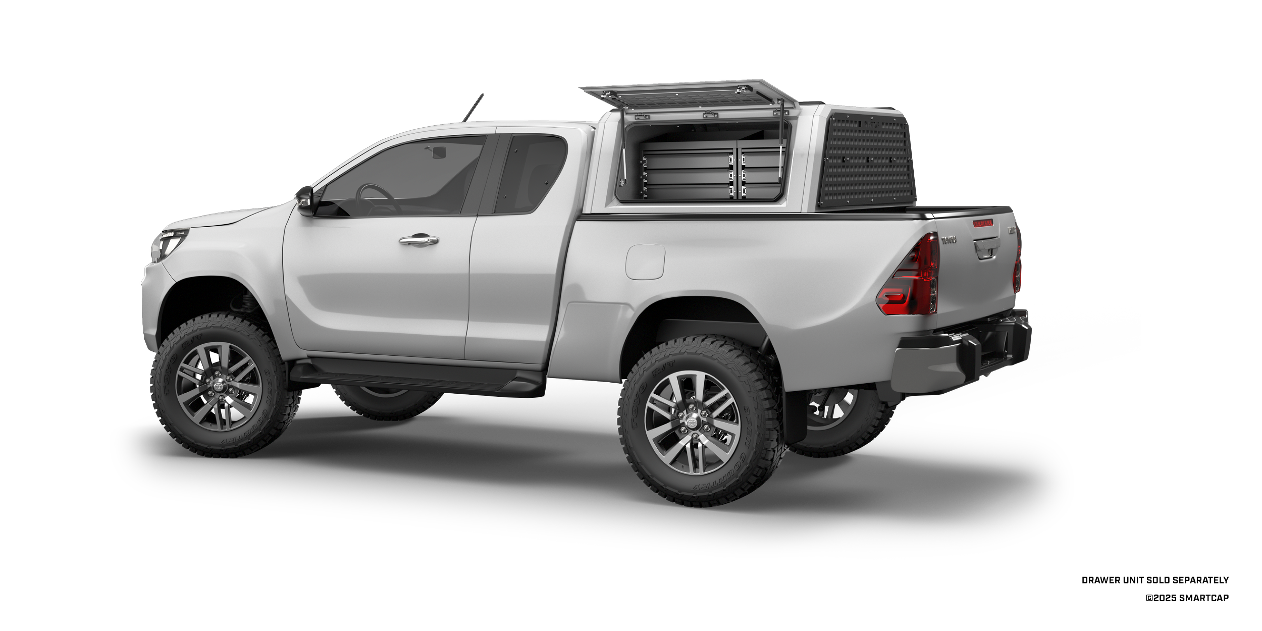 SmartCap Field Pro 5 Rear Three Quarter with Open Gullwing and Drawers.png