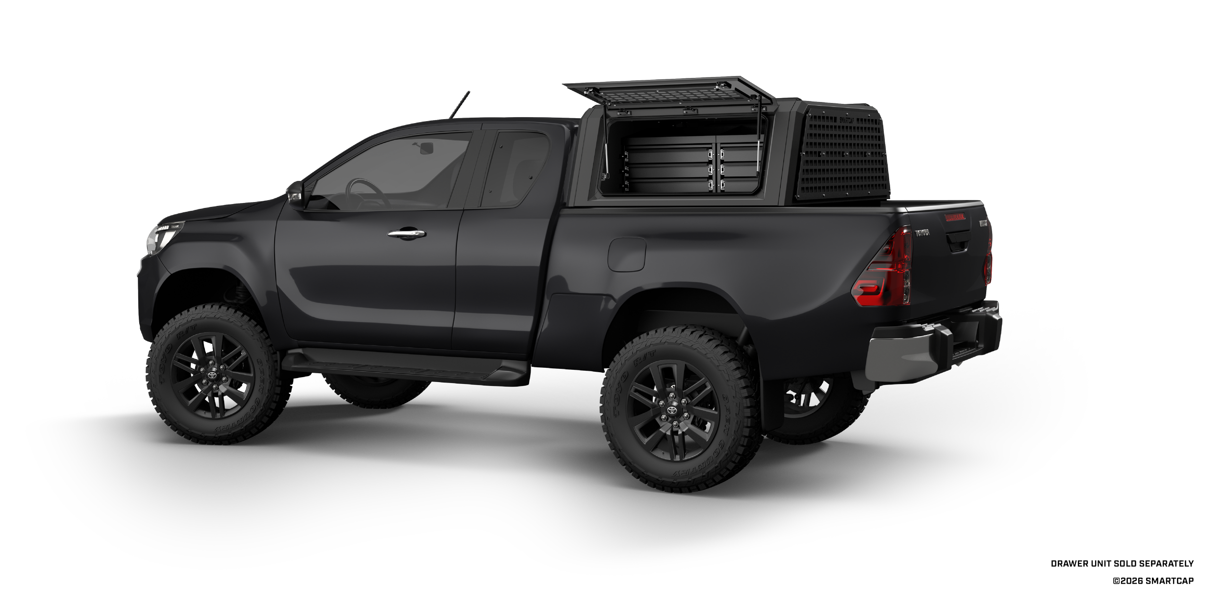 SmartCap Field Pro MB 5 Rear Three Quarter with Open Gullwing and Drawers.png
