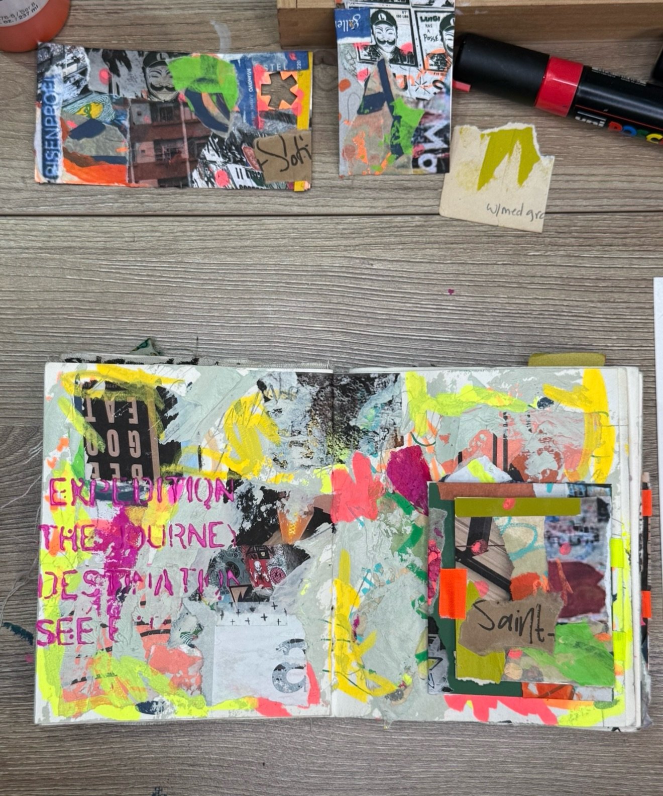 I&rsquo;m with @shaymichellestudios &mdash; more color the better! What about you? More neutral palette or color?
Have you ever tried an urban-style process to your art? (Bold colors, scraped layers, peeled collage elements) 

Let me know!