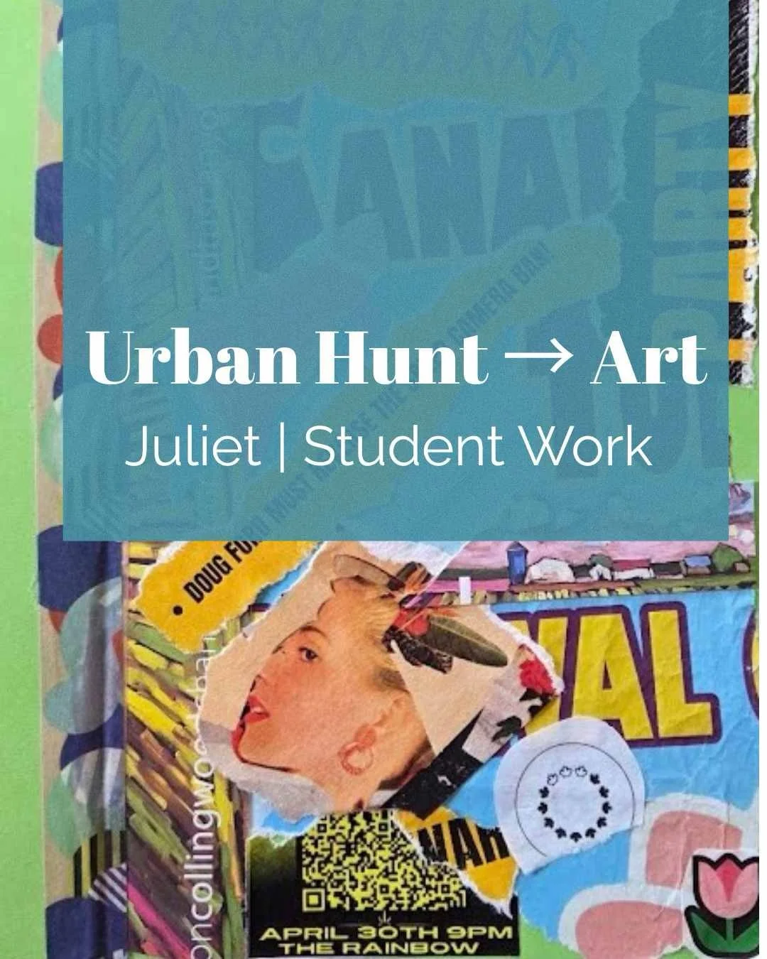 WOW! 🤯 
Downtown Edition student @julietonraven has created some amazing URBAN COLLAGES!! 
Here&rsquo;s what she said: &ldquo;I combed the poster walls and telephone poles in my neighborhood in downtown Ottawa, Canada for street ephemera to make the