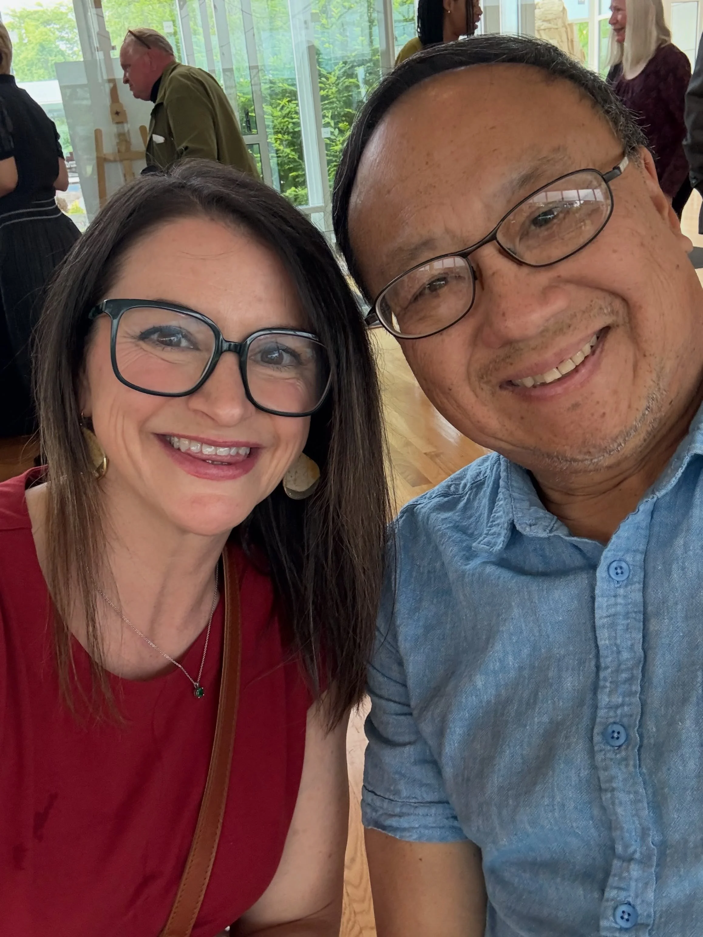 @chienharrison and I have been celebrating a bit the last few days - which means a lot of good food and art! (Will share the good news in a couple of weeks) 
Pics 1-2: Elmhurst Art Museum exhibit opening. The 2nd pic was such a wonderful surprise to 