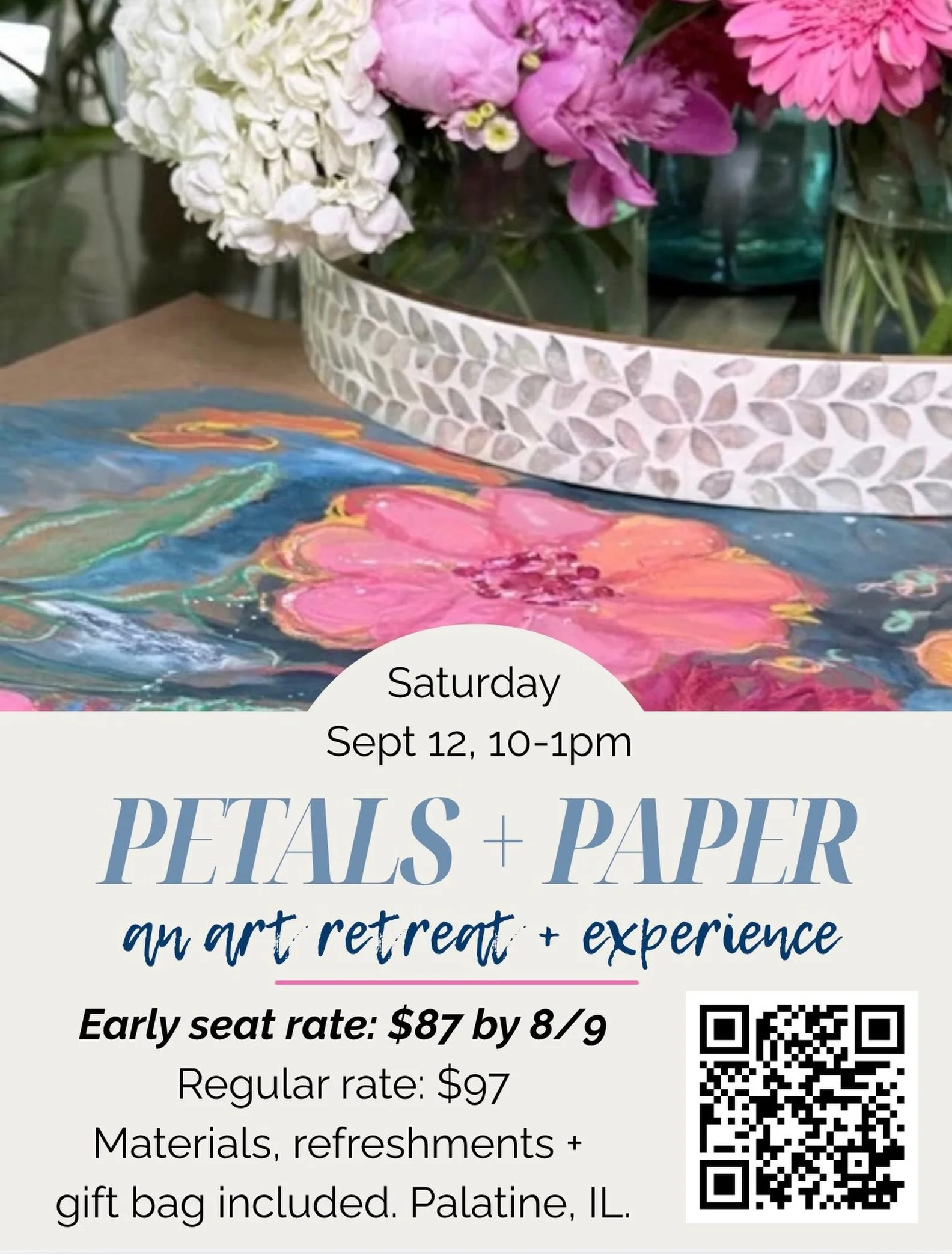 I&rsquo;m so excited about the 2nd Petals + Paper Art retreat! And let me tell ya- it IS a treat for yourself!! Curated gift bags, connecting with women, good food and drinks, and maybe a couple of pup 🐶 kisses 😘 here and there!! 

Also, there will