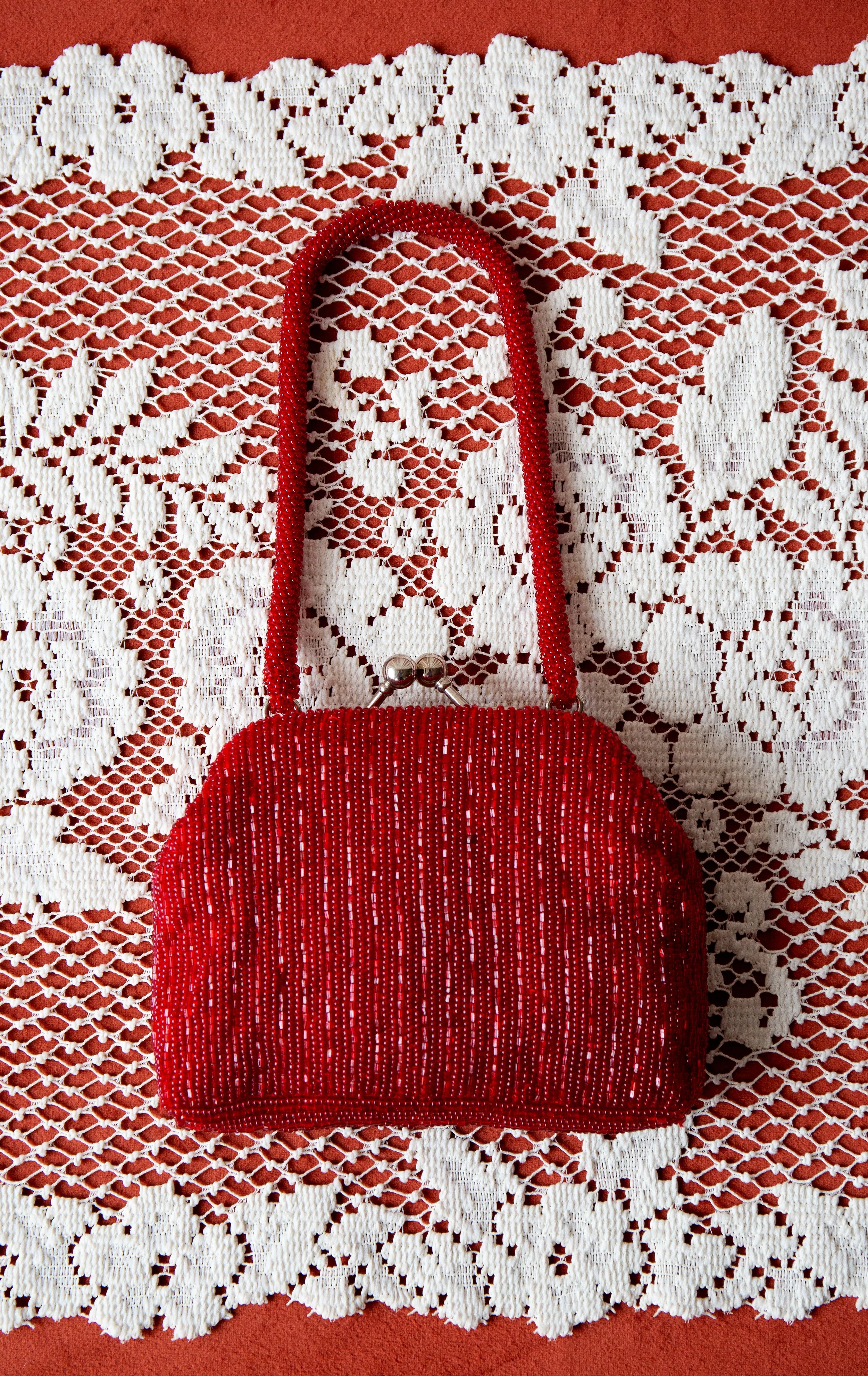 Red Beaded Handbag