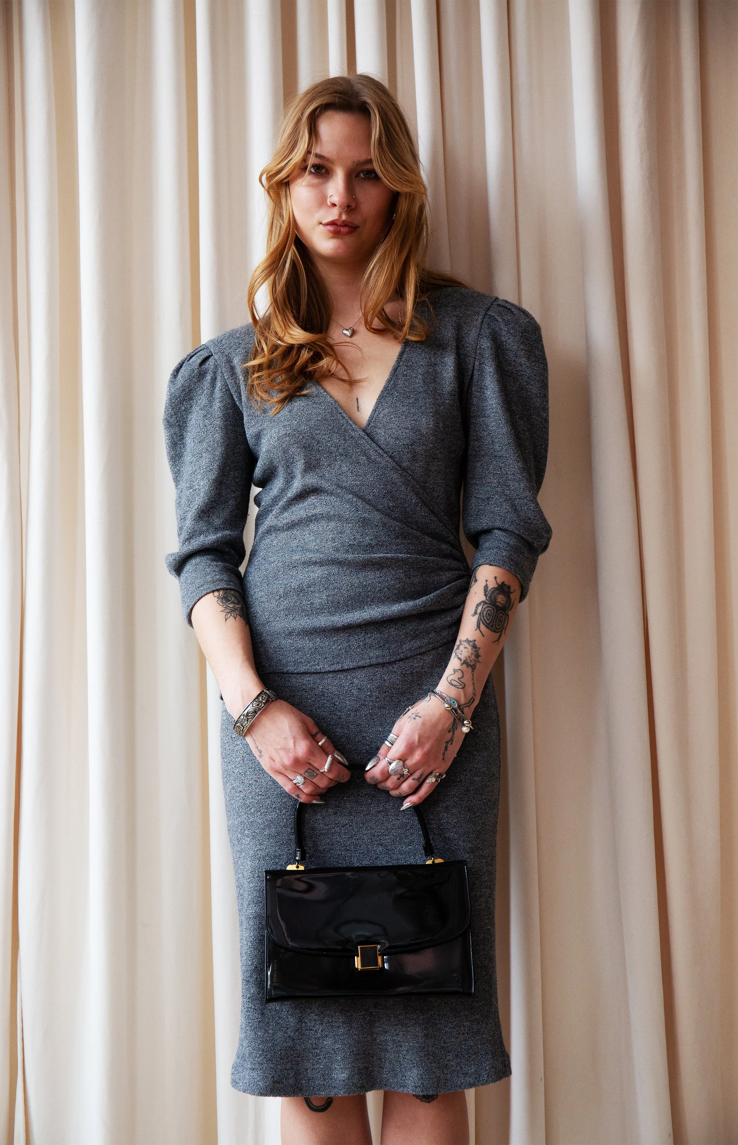 Gray Wrap Dress