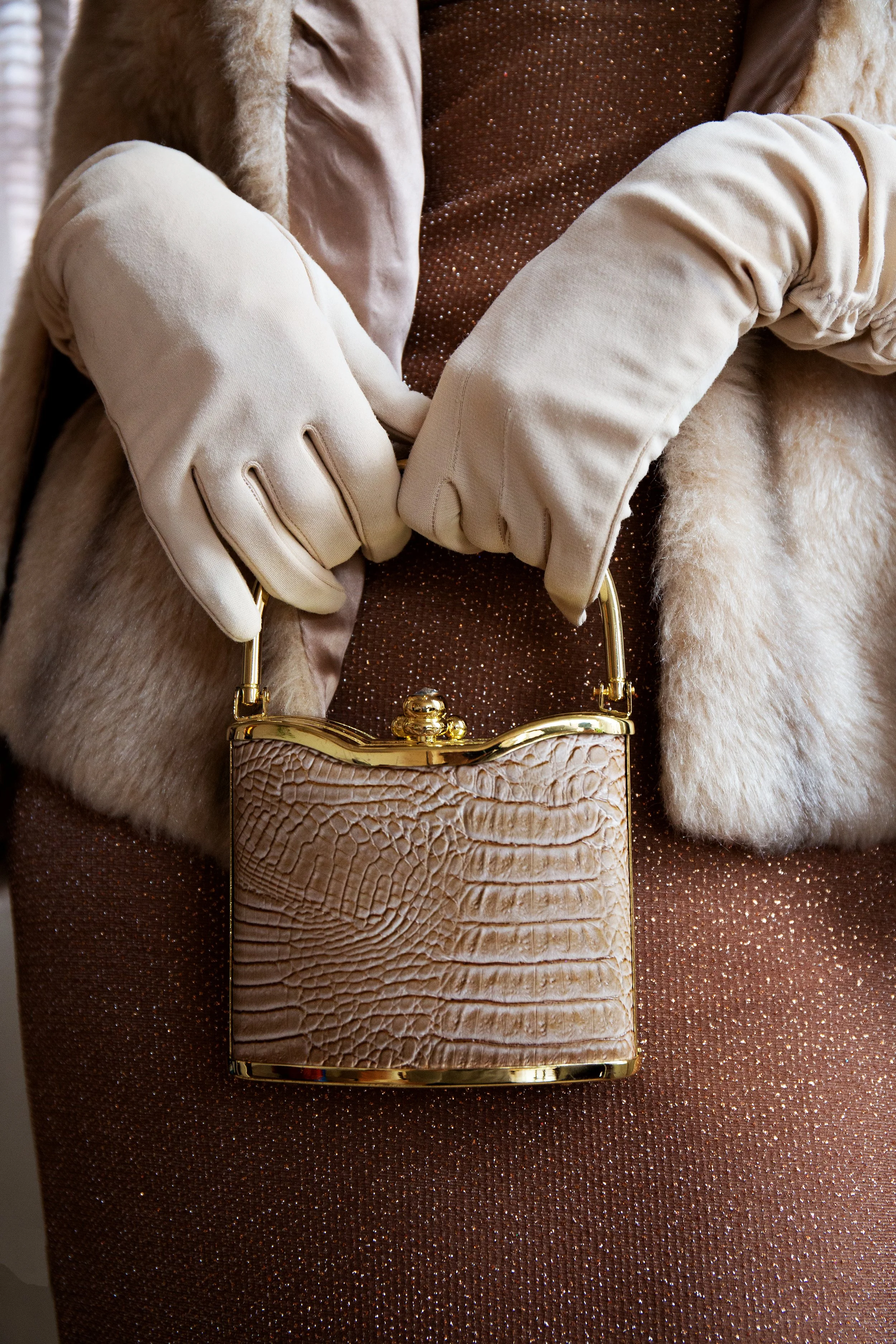 Gold Croc Mini Handbag