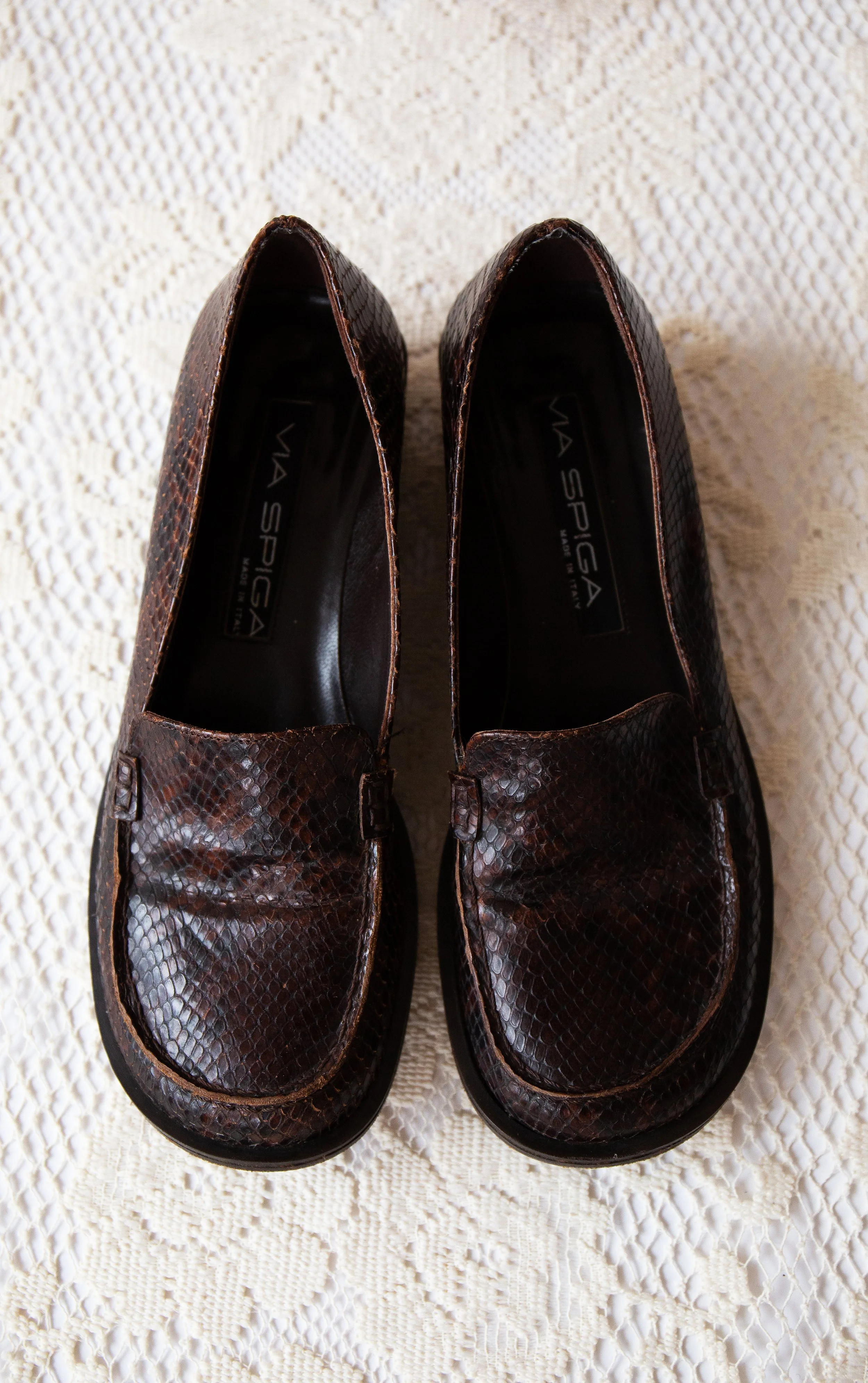 Brown Snakeskin Loafers
