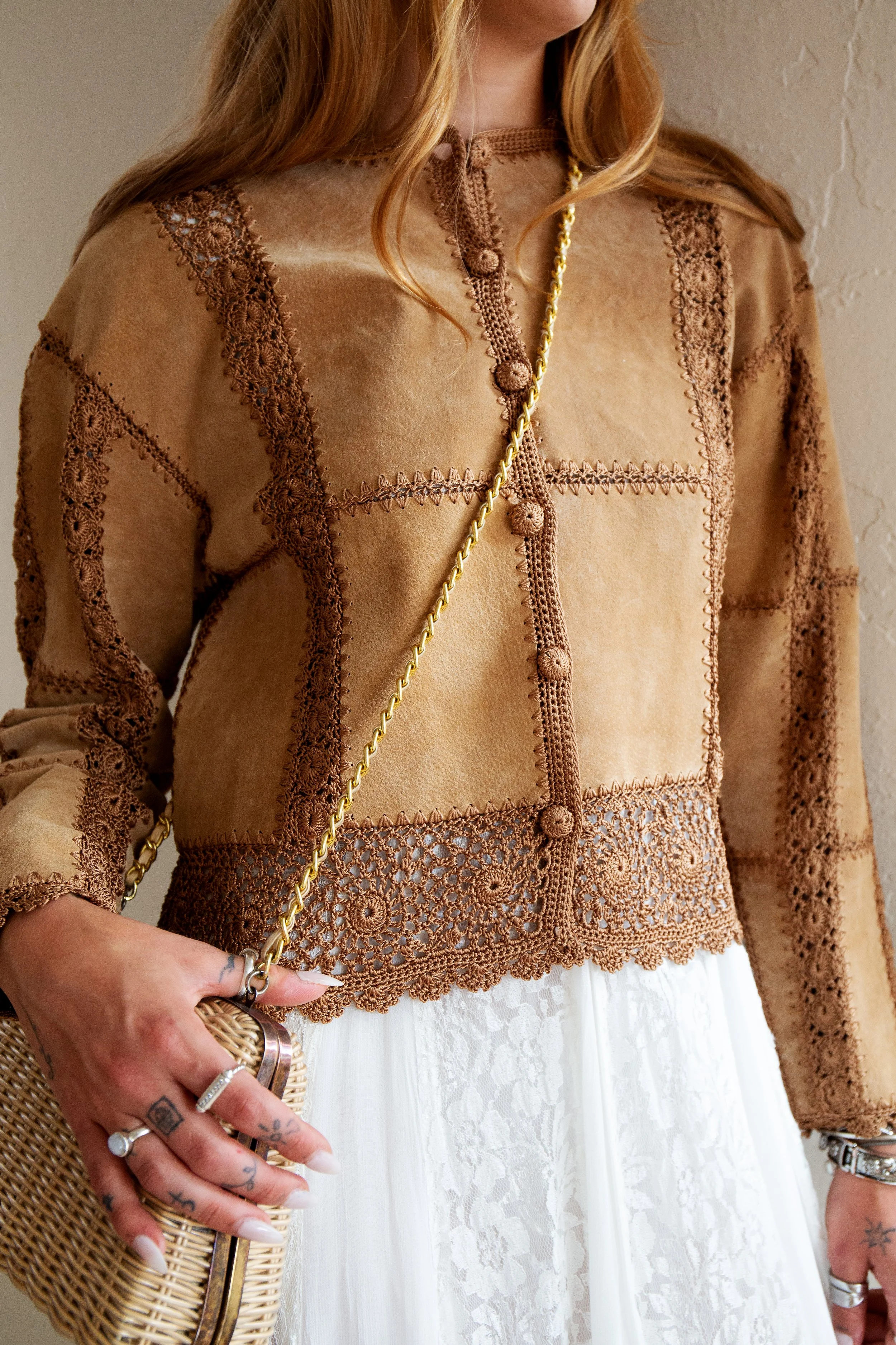 Suede Crochet Jacket