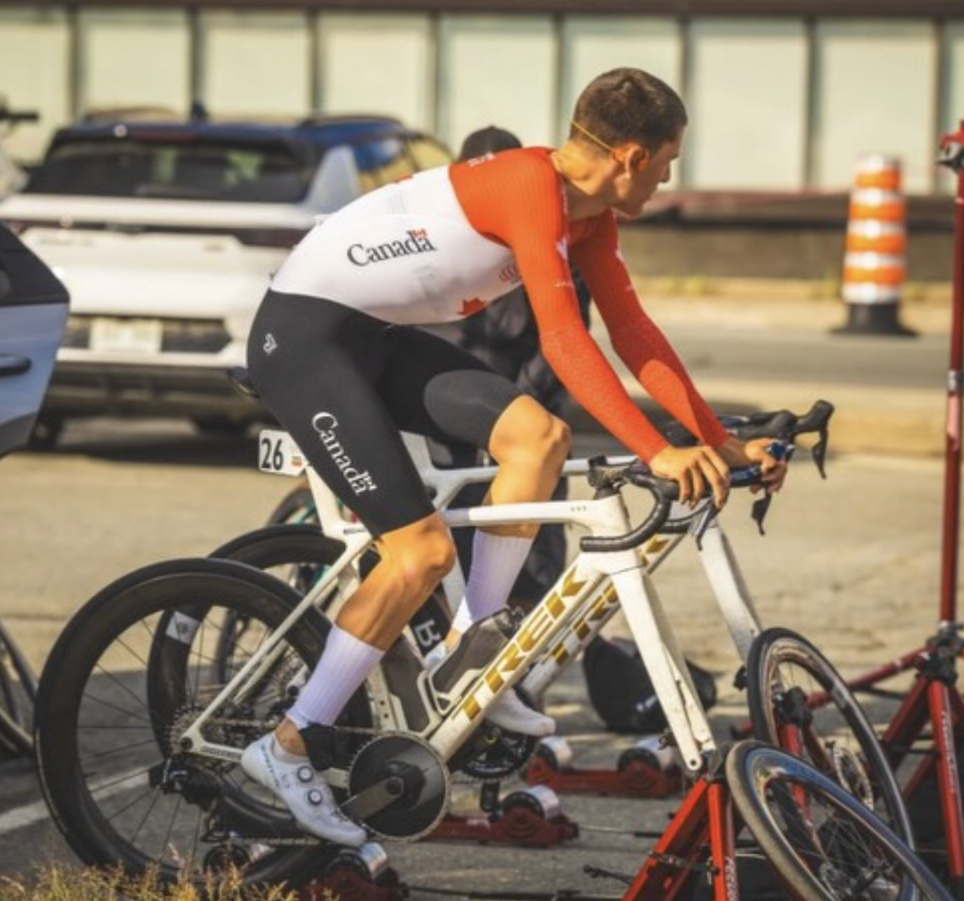 Junior cycling athlete age 17-18 winning a European race