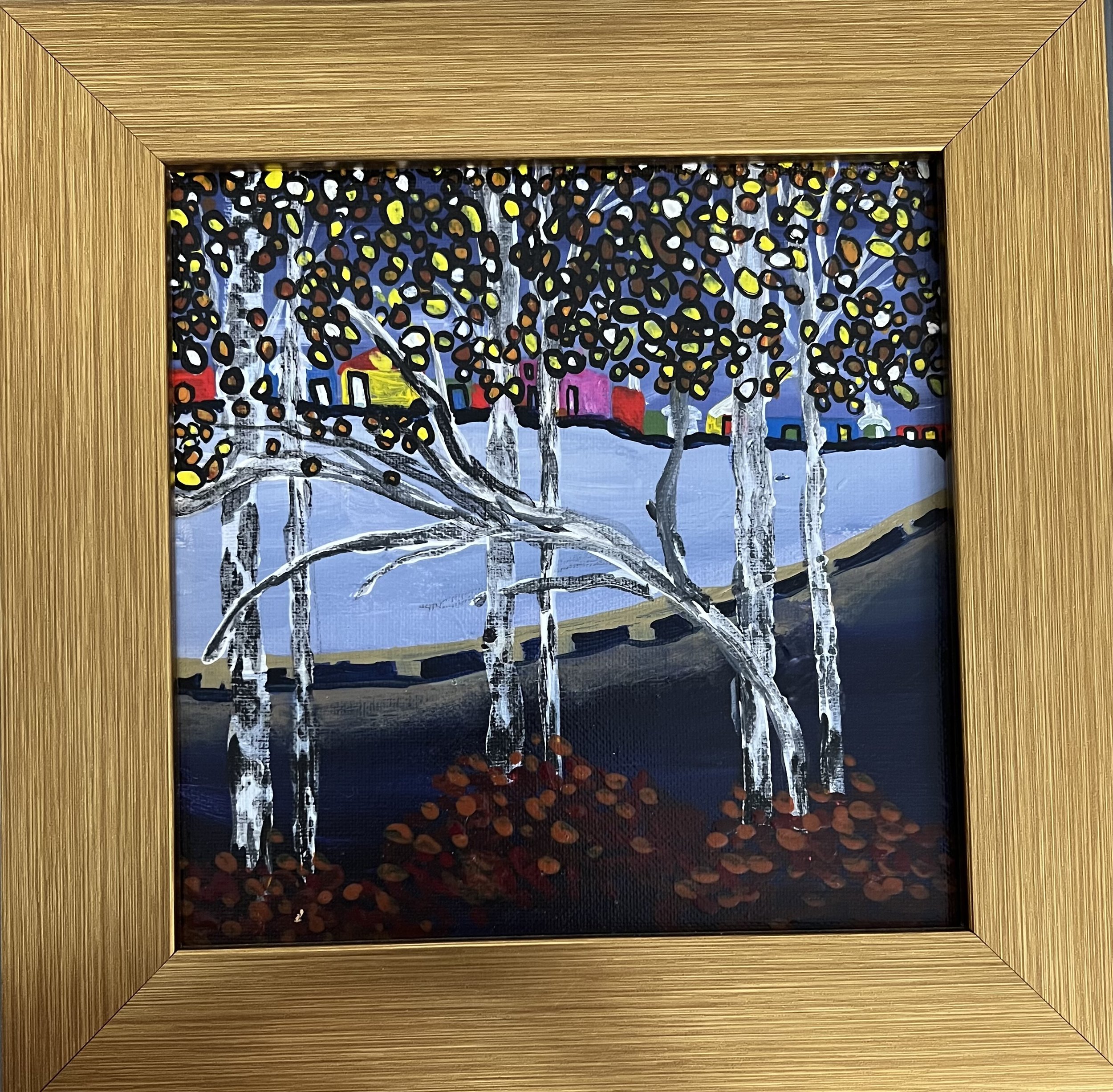 Winter in Town II , 8x8 Framed Acrylic