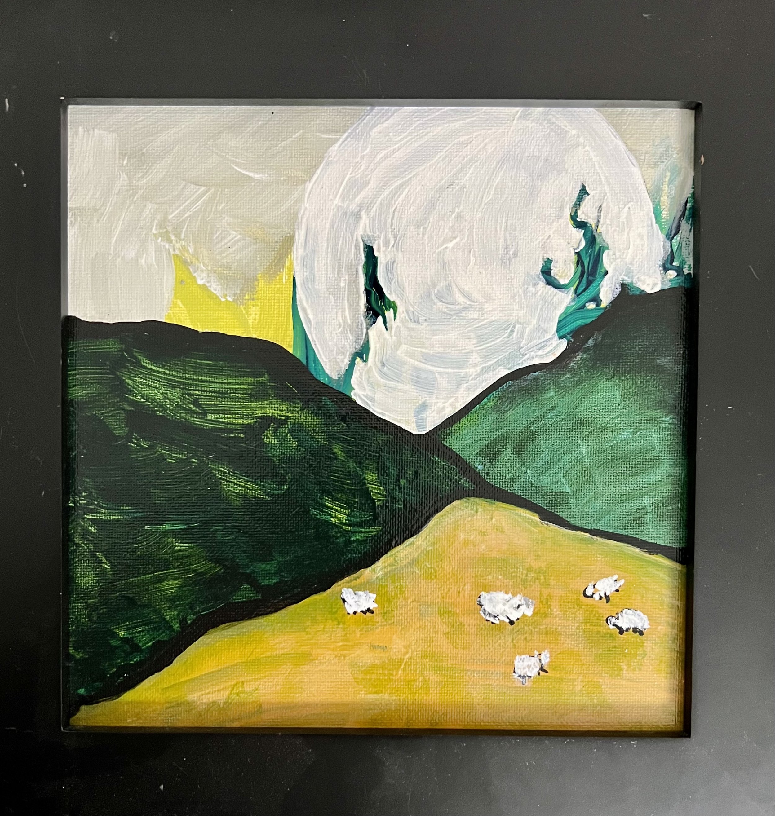Full Moon on the Hill, 8x8 Acrylic Framed