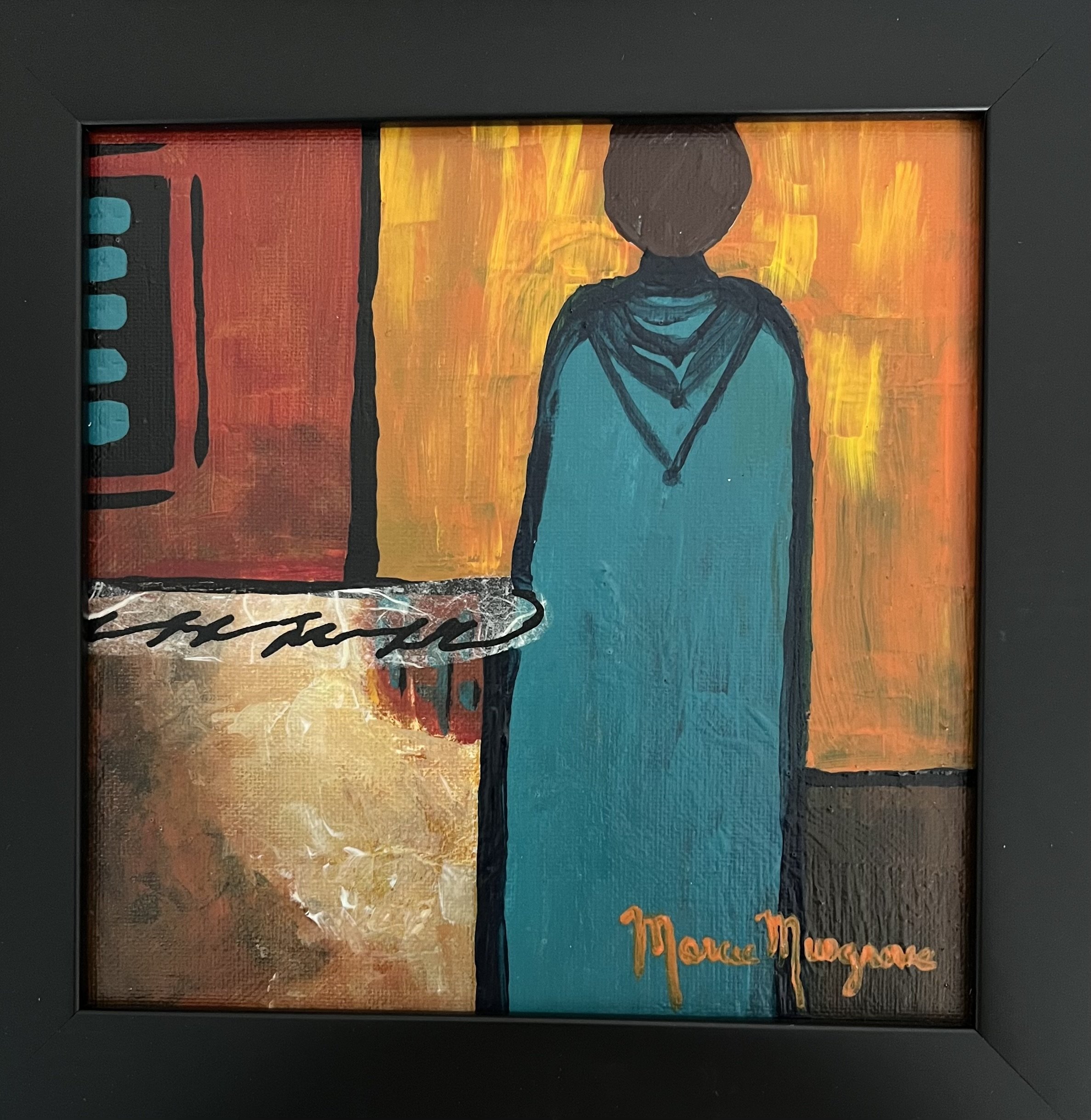 Turquoise Coat, 8x8 Acrylic/MM