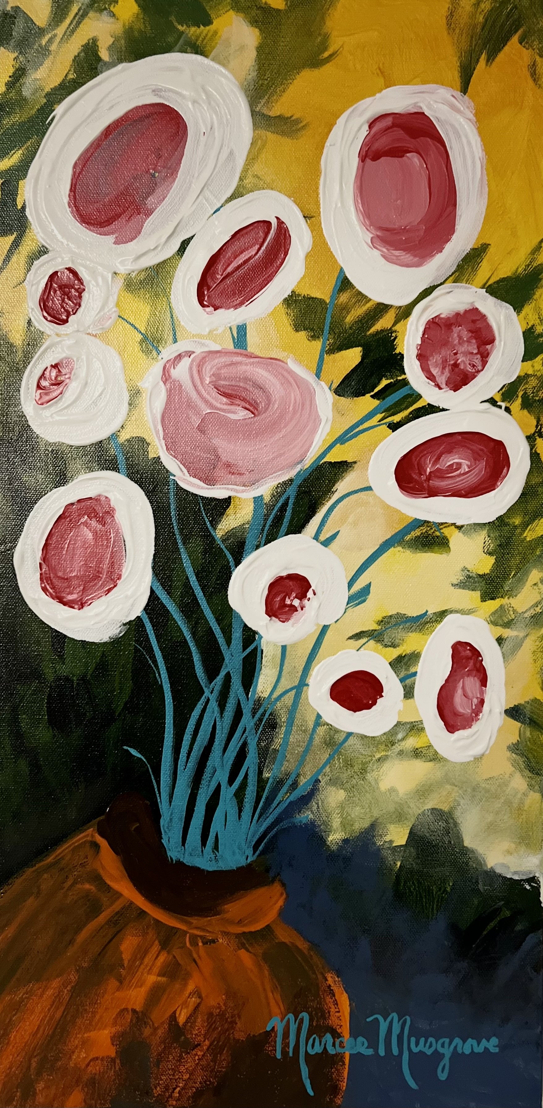 Orange Vase II, 12"W x 24" H, Acrylic Original