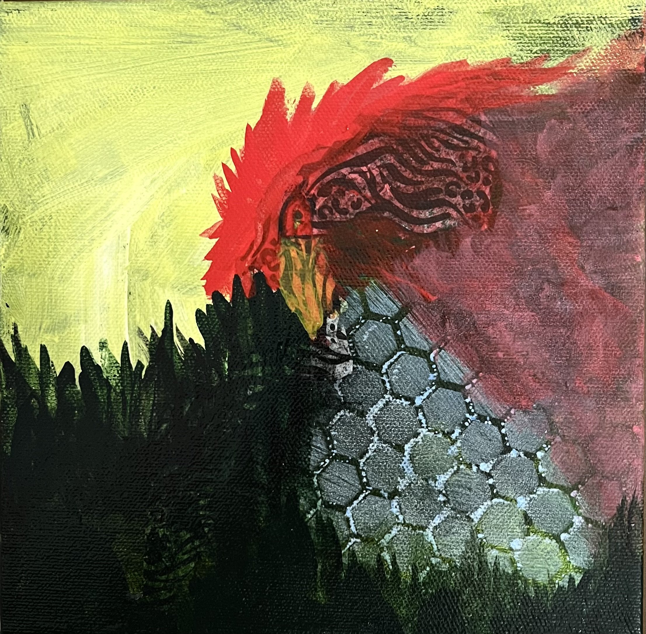 Rooster, 8x8 Acrylic/MM