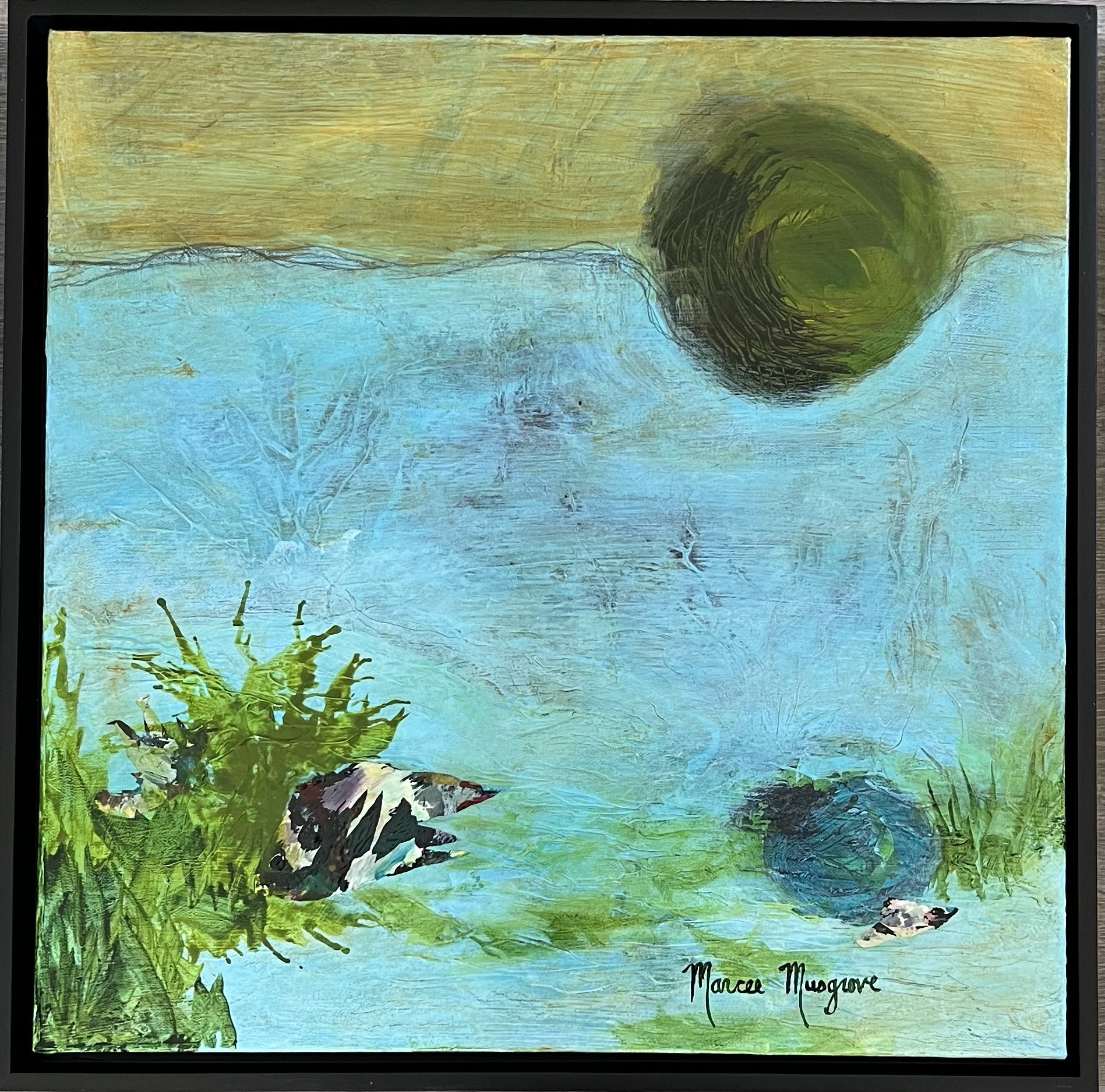 20" x 20" BELOW is an Acrylic,  Framed piece