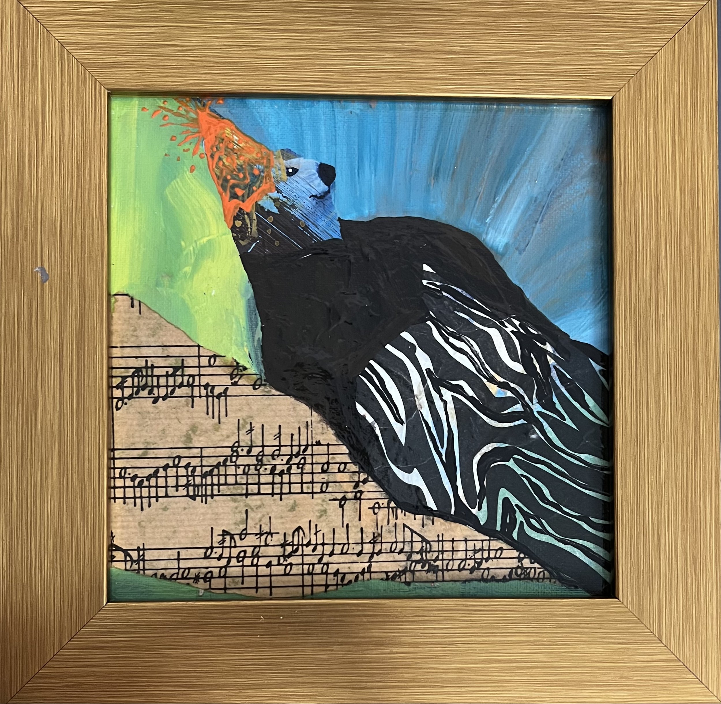 Birthday Bear, 8x8 Framed, Acrylic/MM