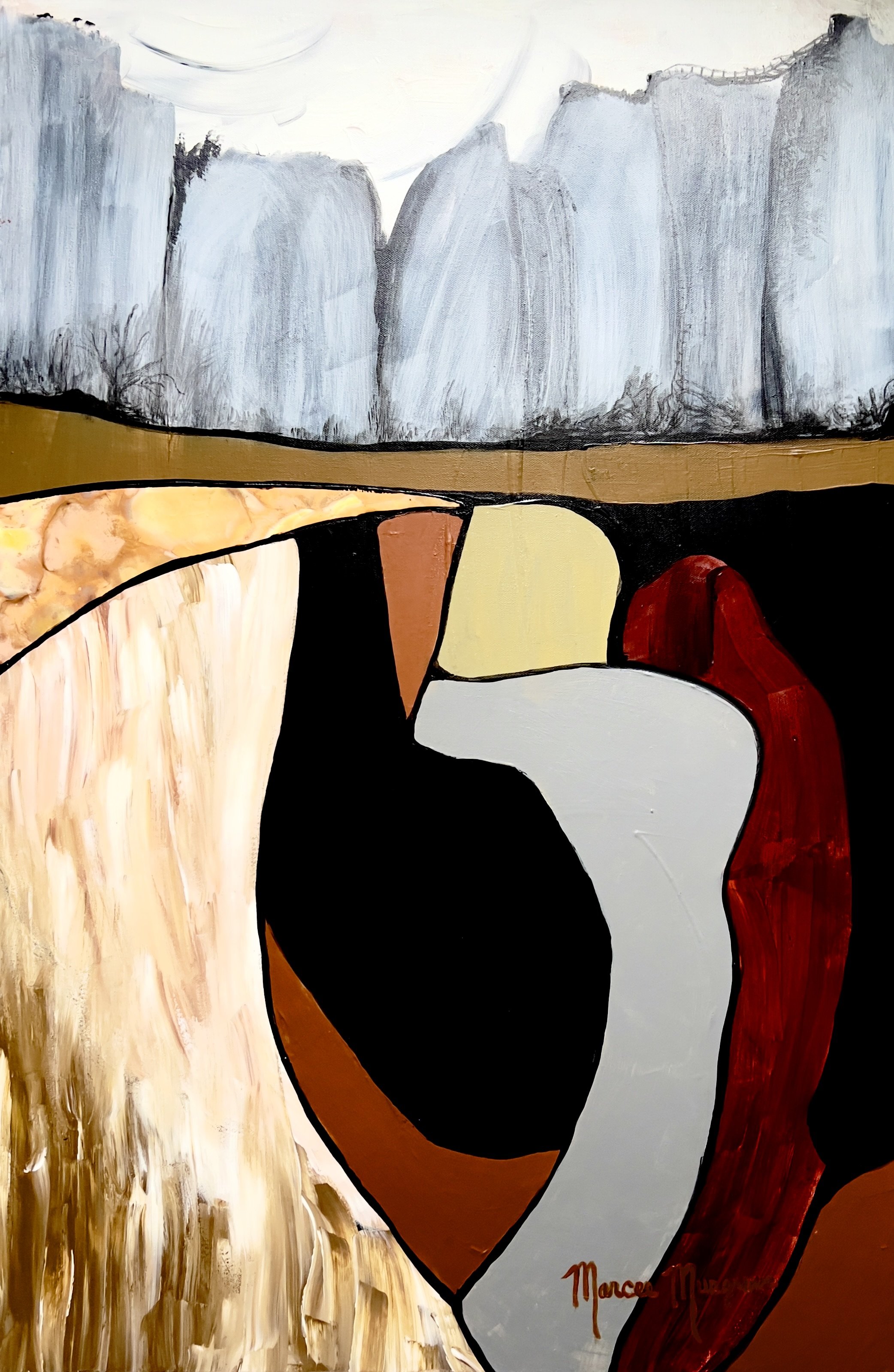24"W x 36"H- "Treasure below"  Acrylic, Copper