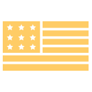 Icono dorado con la bandera estadounidense que representa sistemas de campanas de iglesia y carillones digitales diseñados y fabricados en Estados Unidos