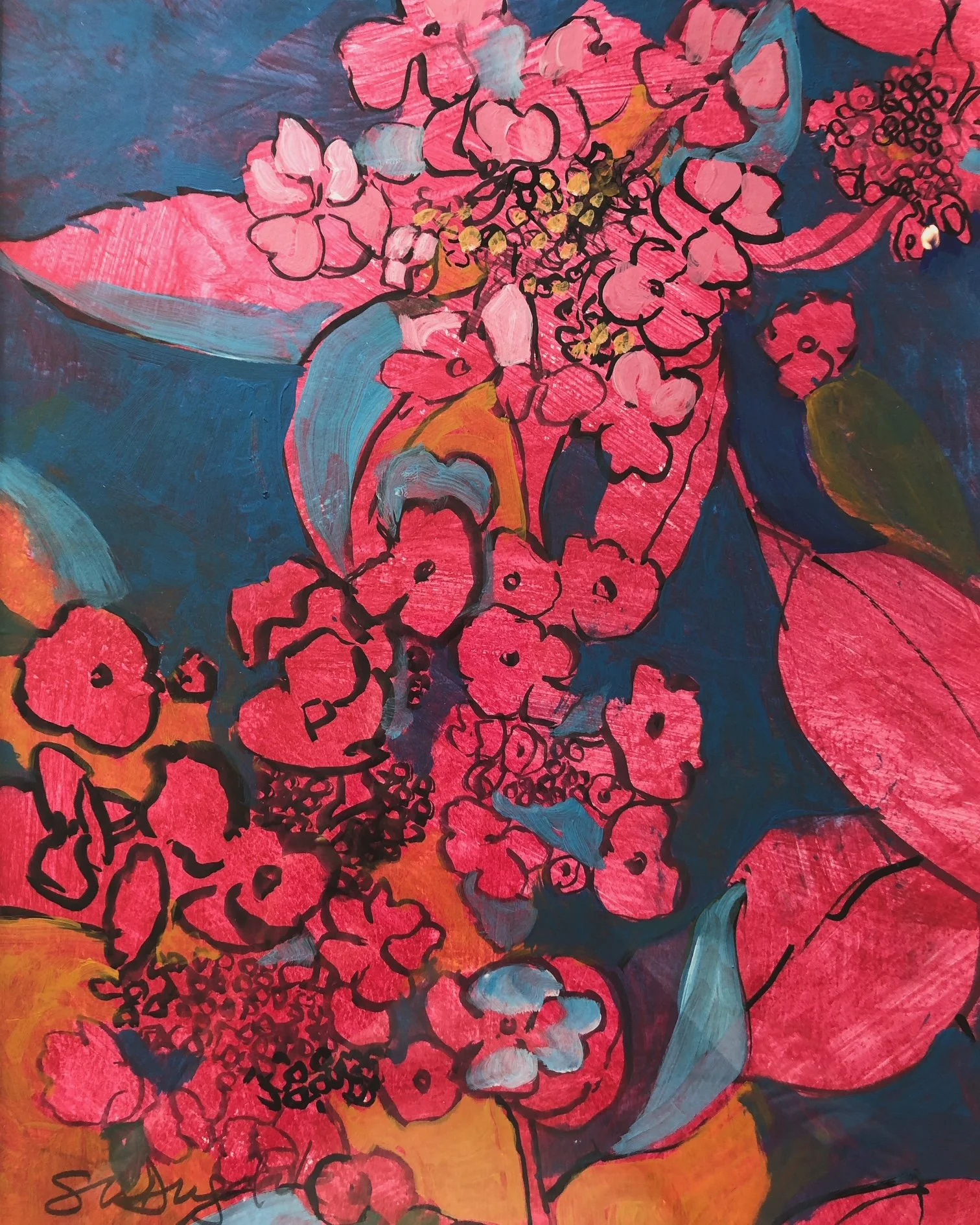 Variation on a Hydrangea | 29cm x 40cm | Mixed media on paper | £300