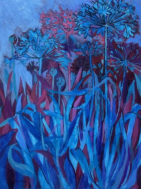 Agapanthus | 58cm x 83cm | Mixed media on paper | £450
