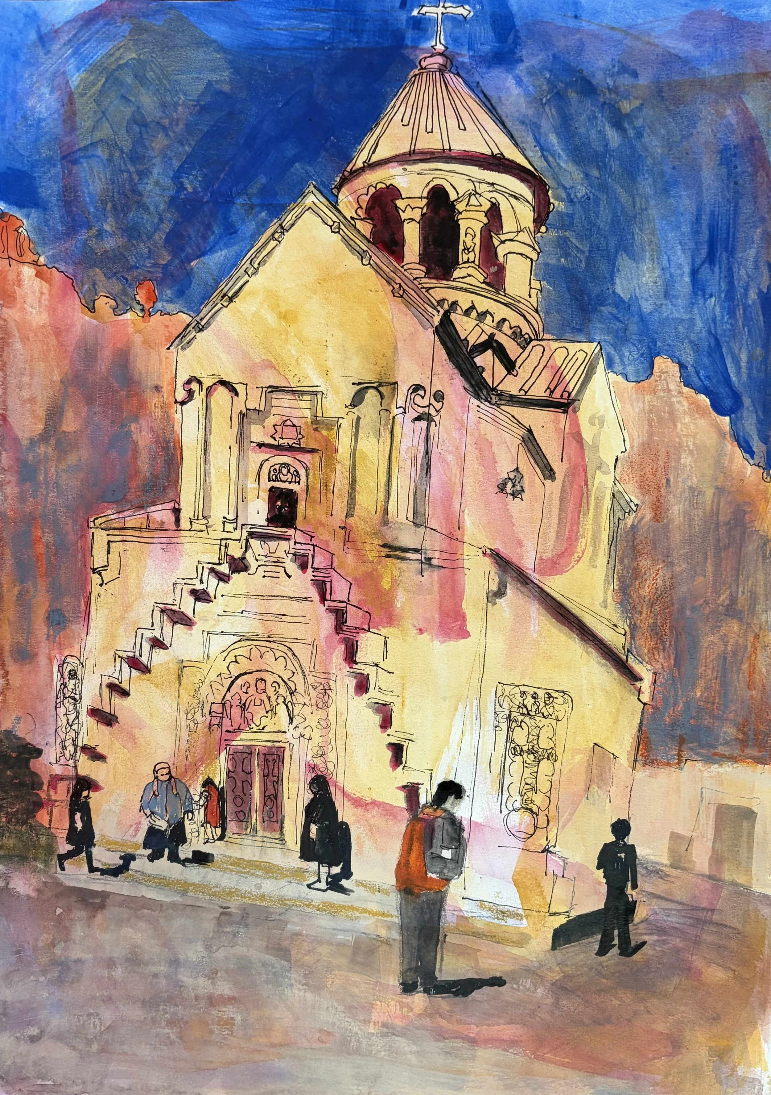Noravank Church, Armenia | 42cm x 30cm | mixed media on paper | £300