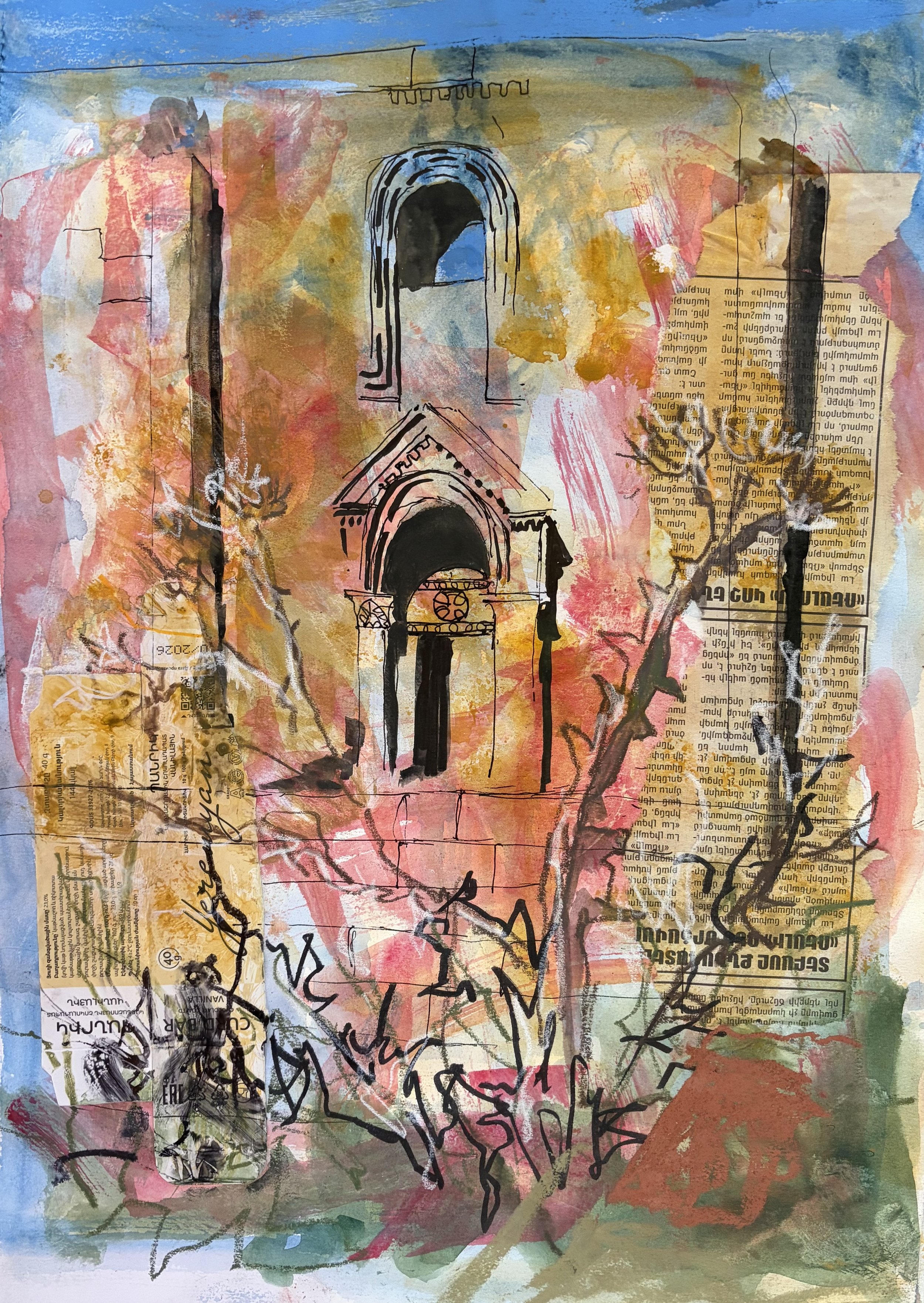 Ruins, Armenia | 42cm x 30cm | mixed media on paper | £300
